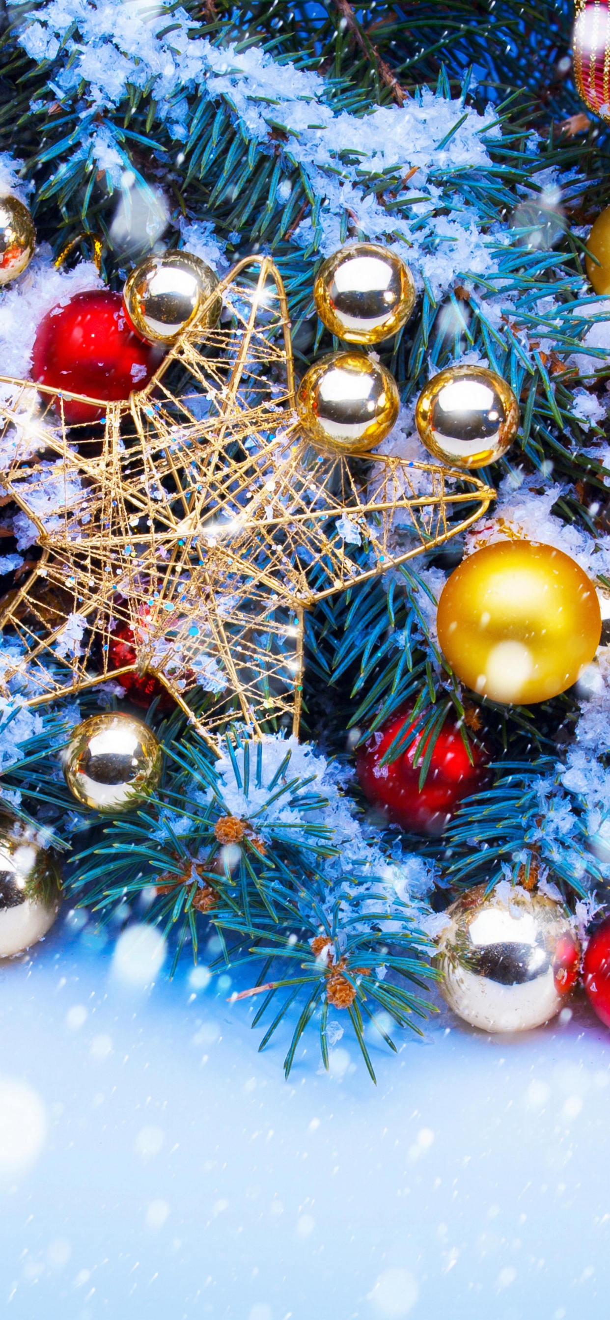 Обои Рождественский день, рождественский орнамент, Рождественские украшения, Рождество, дерево в разрешении 1242x2688