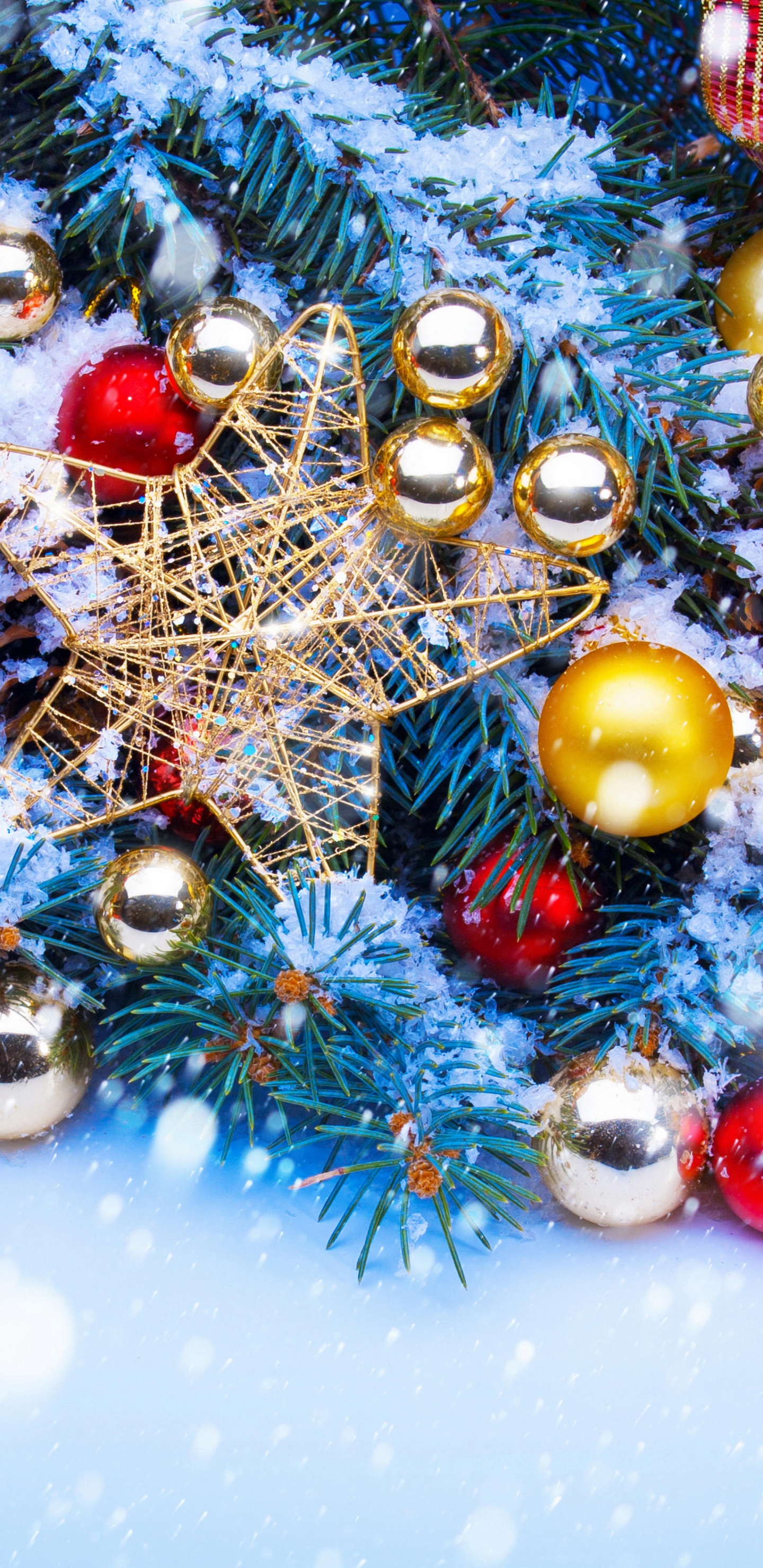 Обои Рождественский день, рождественский орнамент, Рождественские украшения, Рождество, дерево в разрешении 1440x2960