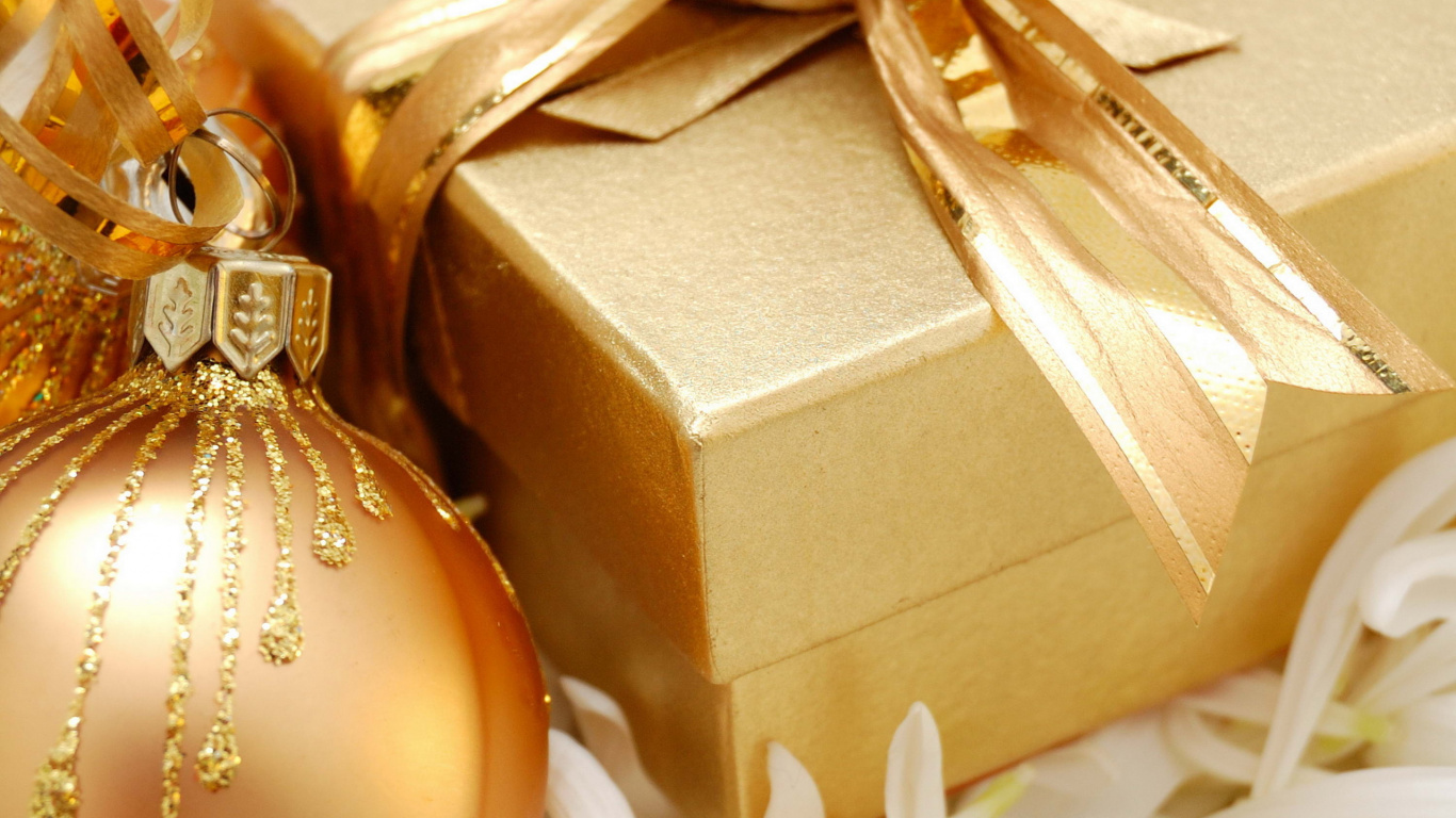 Обои Рождественский подарок, подарок, подарочная упаковка, Рождественский день, Партия пользу в разрешении 1366x768