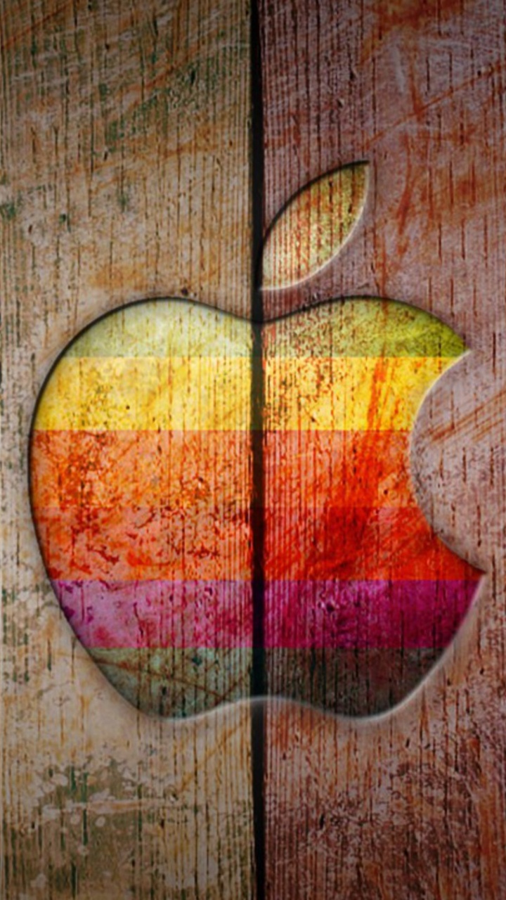 Обои apple, древесина, зеленый, красный цвет, лист в разрешении 720x1280
