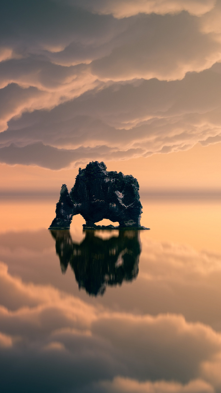 Обои закат, облако, атмосфера, спокойный, горизонт в разрешении 750x1334