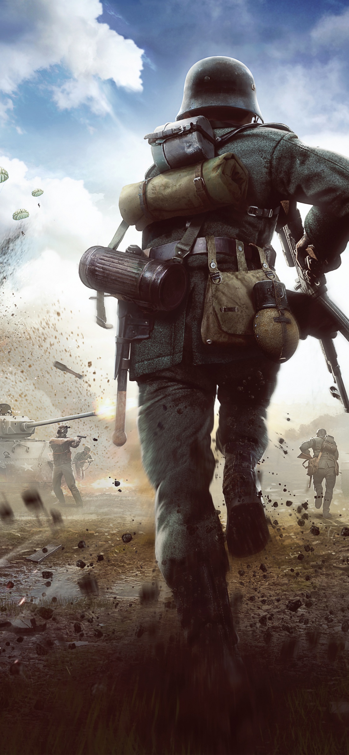 Обои баллистический жилет, шлем, облако, военный человек, военная форма в разрешении 1125x2436