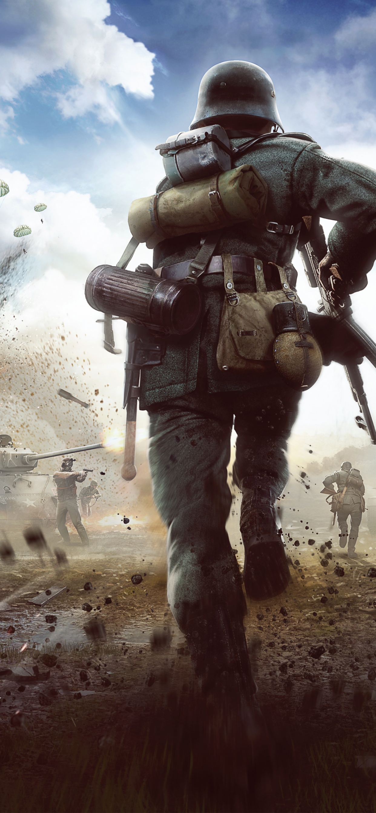 Обои баллистический жилет, шлем, облако, военный человек, военная форма в разрешении 1242x2688