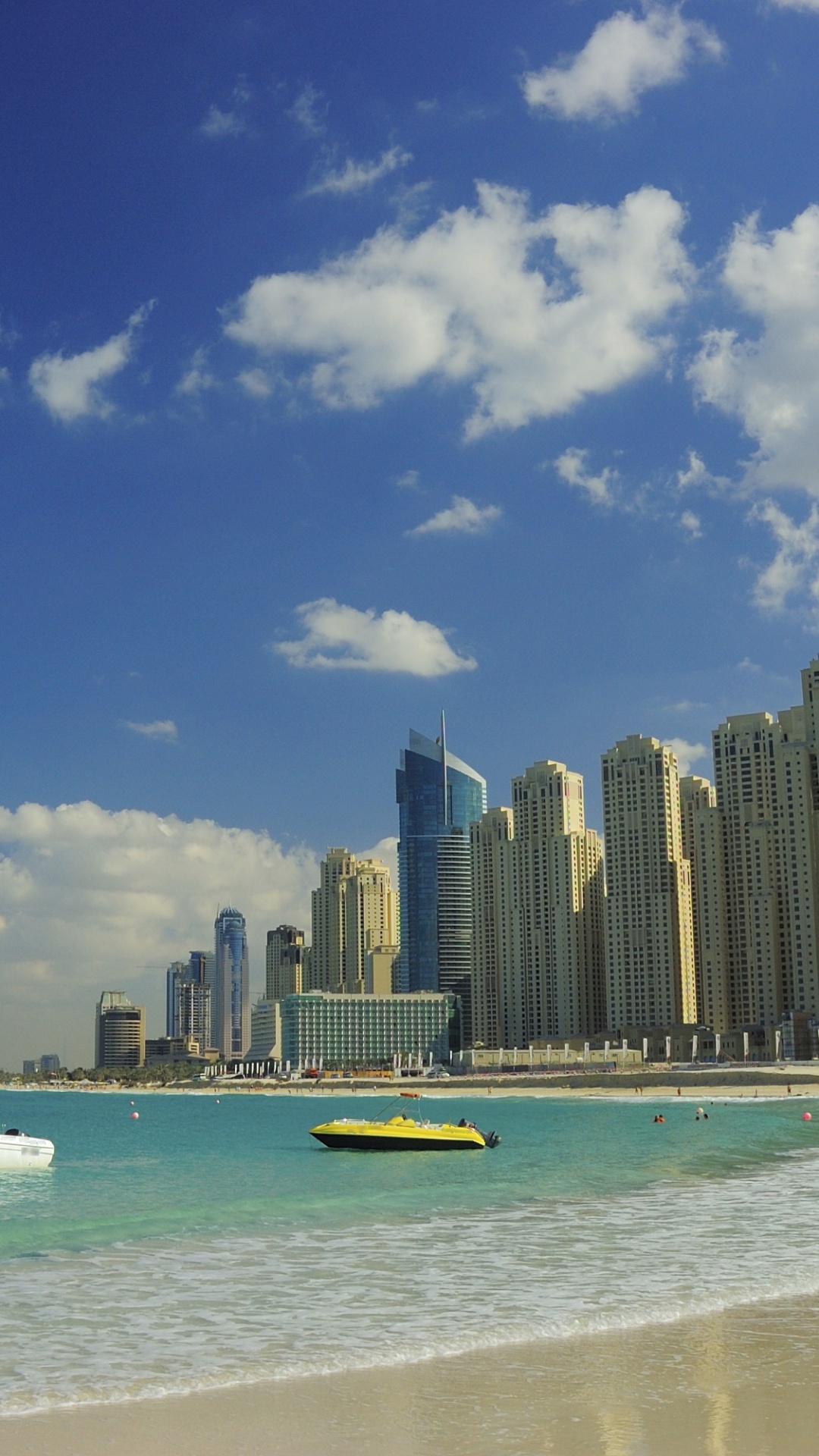 Обои пляж Джумейра, отпуск, дневное время, море, город в разрешении 1080x1920
