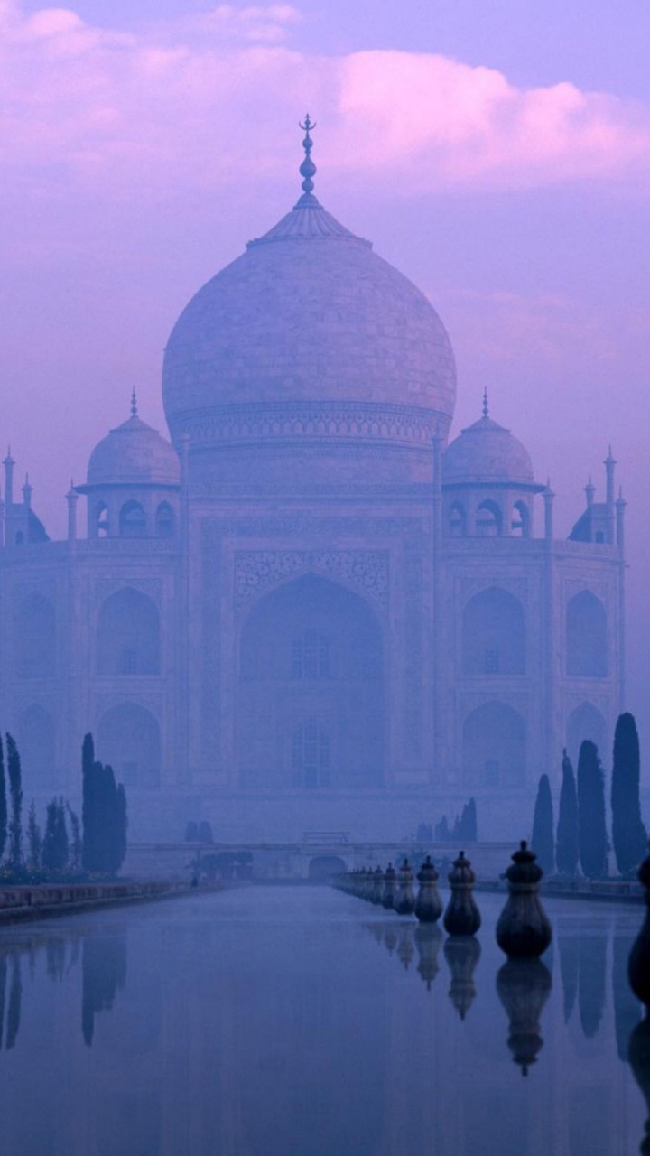 Обои Тадж-Махал, ориентир, утро, достопримечательность, городской пейзаж в разрешении 720x1280