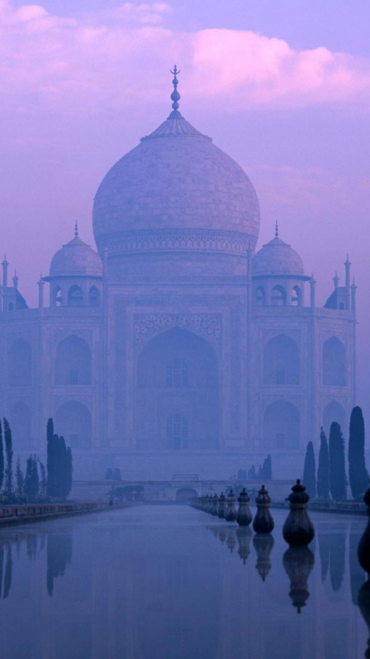 Обои Тадж-Махал, ориентир, утро, достопримечательность, городской пейзаж в разрешении 750x1334