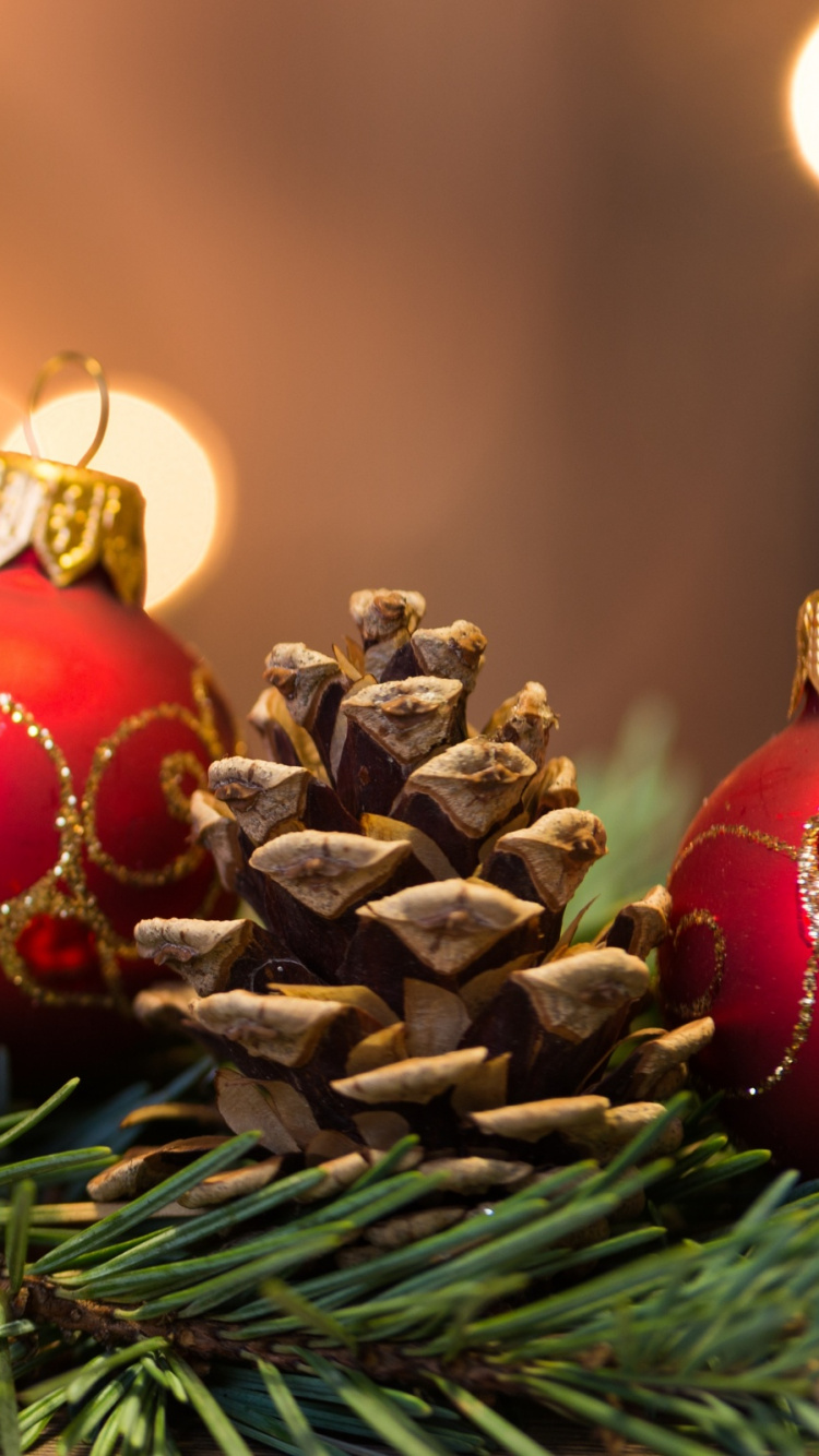 Обои Рождественские украшения, рождественский орнамент, Рождество, мяч, дизайн в разрешении 750x1334