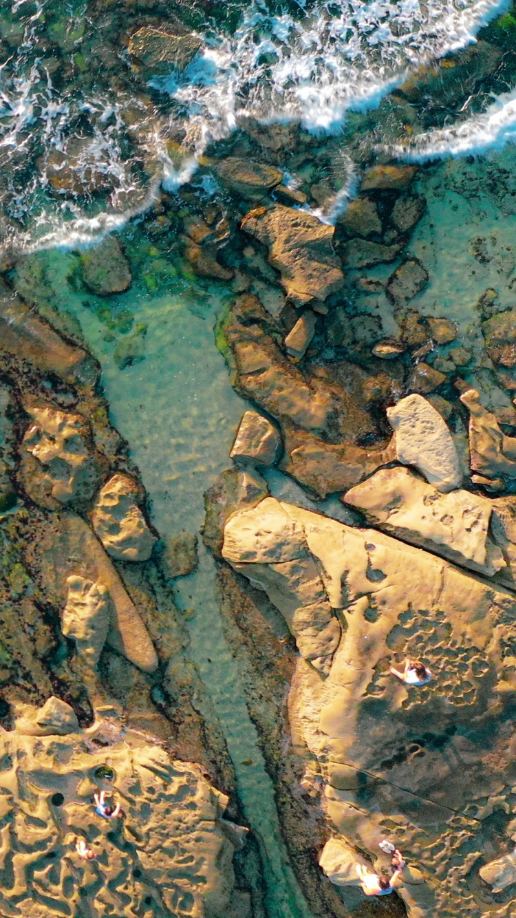 Обои одежда, лазурный, древесина, коренная порода, водоем в разрешении 750x1334