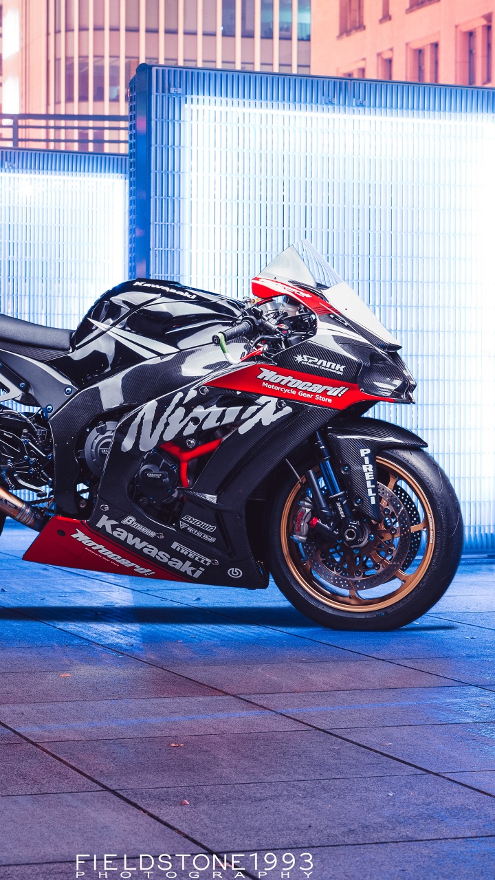 Обои мотоцикл, Кавасаки ниндзя ZX-10RR, спортивный мотоцикл, авто, обод в разрешении 720x1280