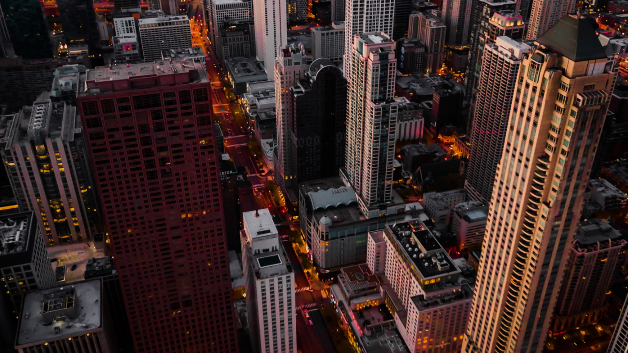 Обои Чикаго, постер, спотифай, небоскреб, здание в разрешении 1280x720