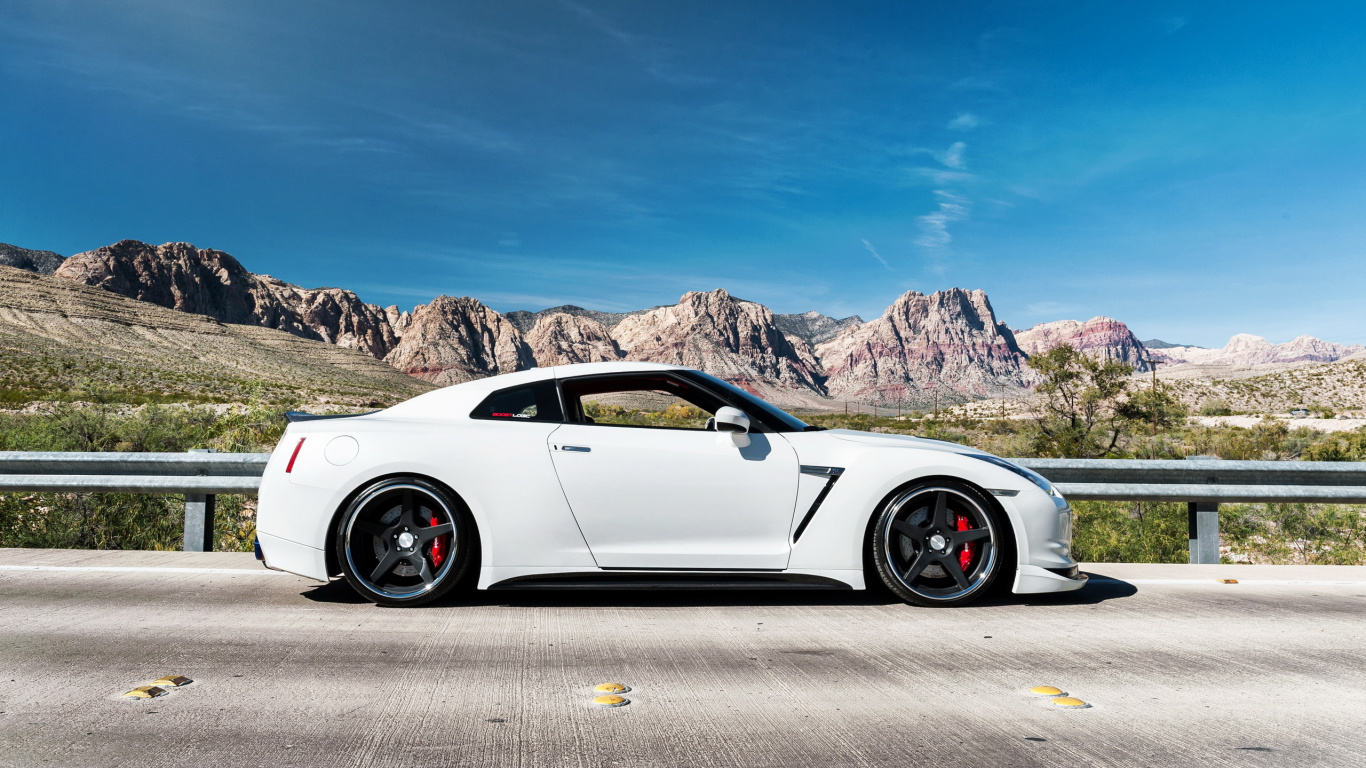 Обои авто, Ниссан, спорткар, суперкар, белые в разрешении 1366x768