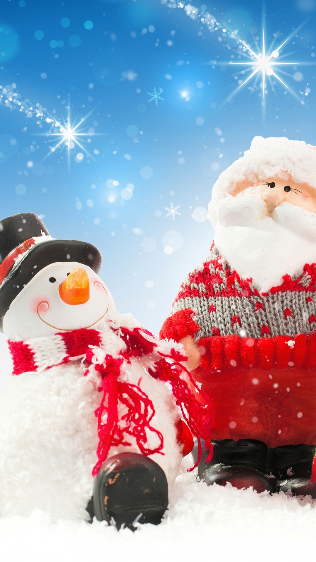 Обои Новый год, Рождественский день, Санта-Клаус, Снеговик, Рождество в разрешении 1080x1920