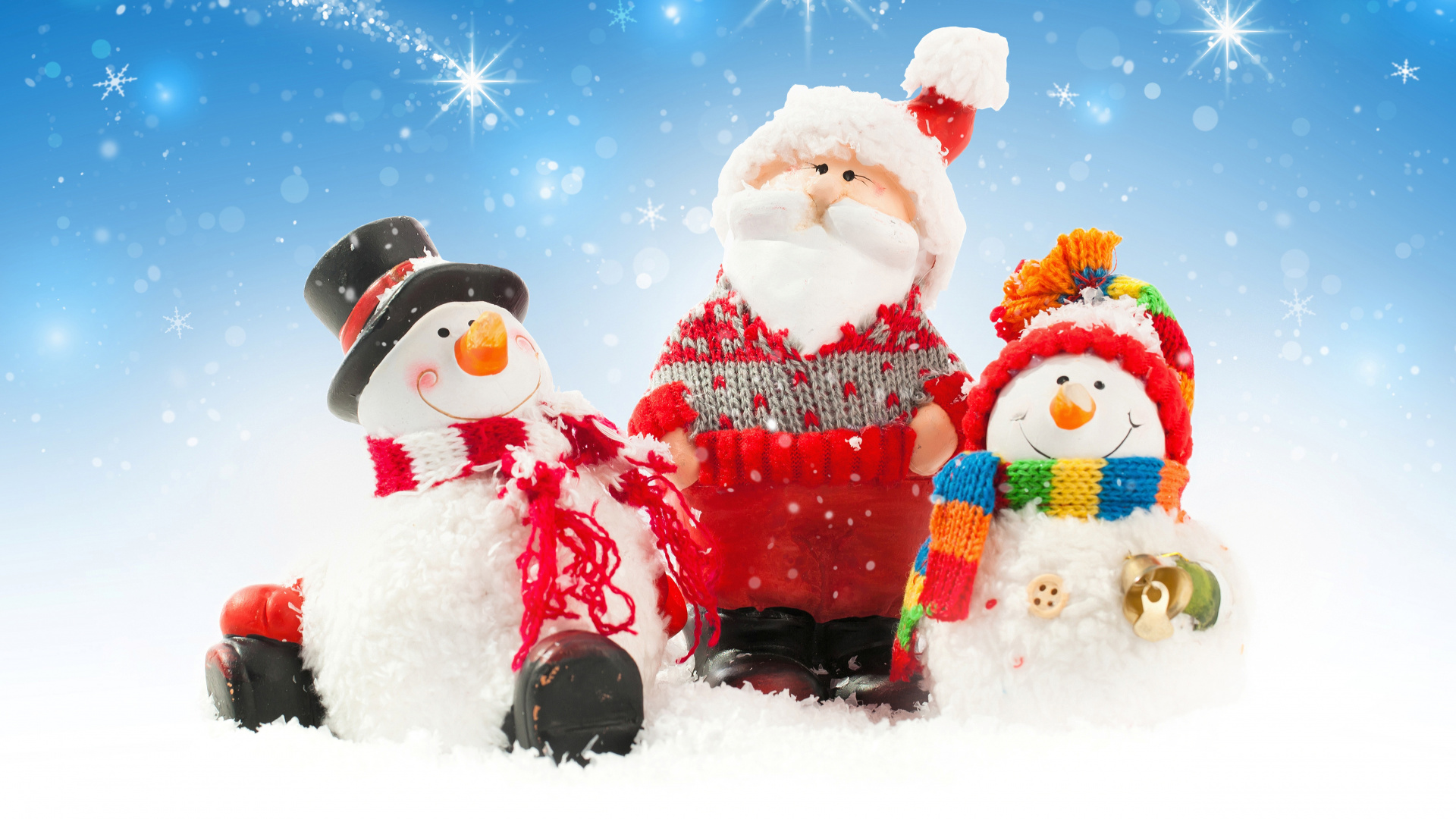 Обои Новый год, Рождественский день, Санта-Клаус, Снеговик, Рождество в разрешении 1920x1080