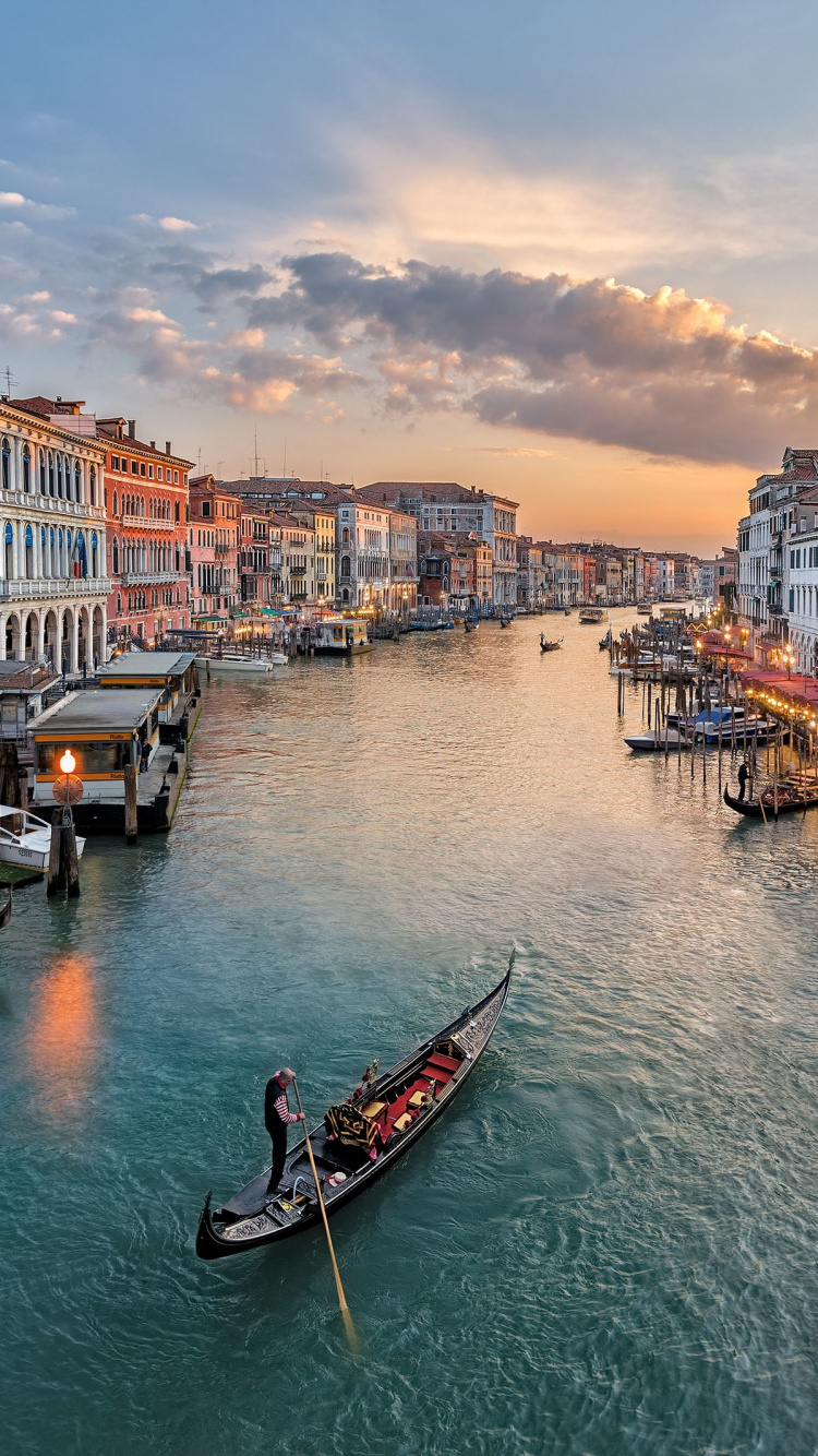 Обои Гранд-канал, гондола, путешествие, канал, водный путь в разрешении 750x1334