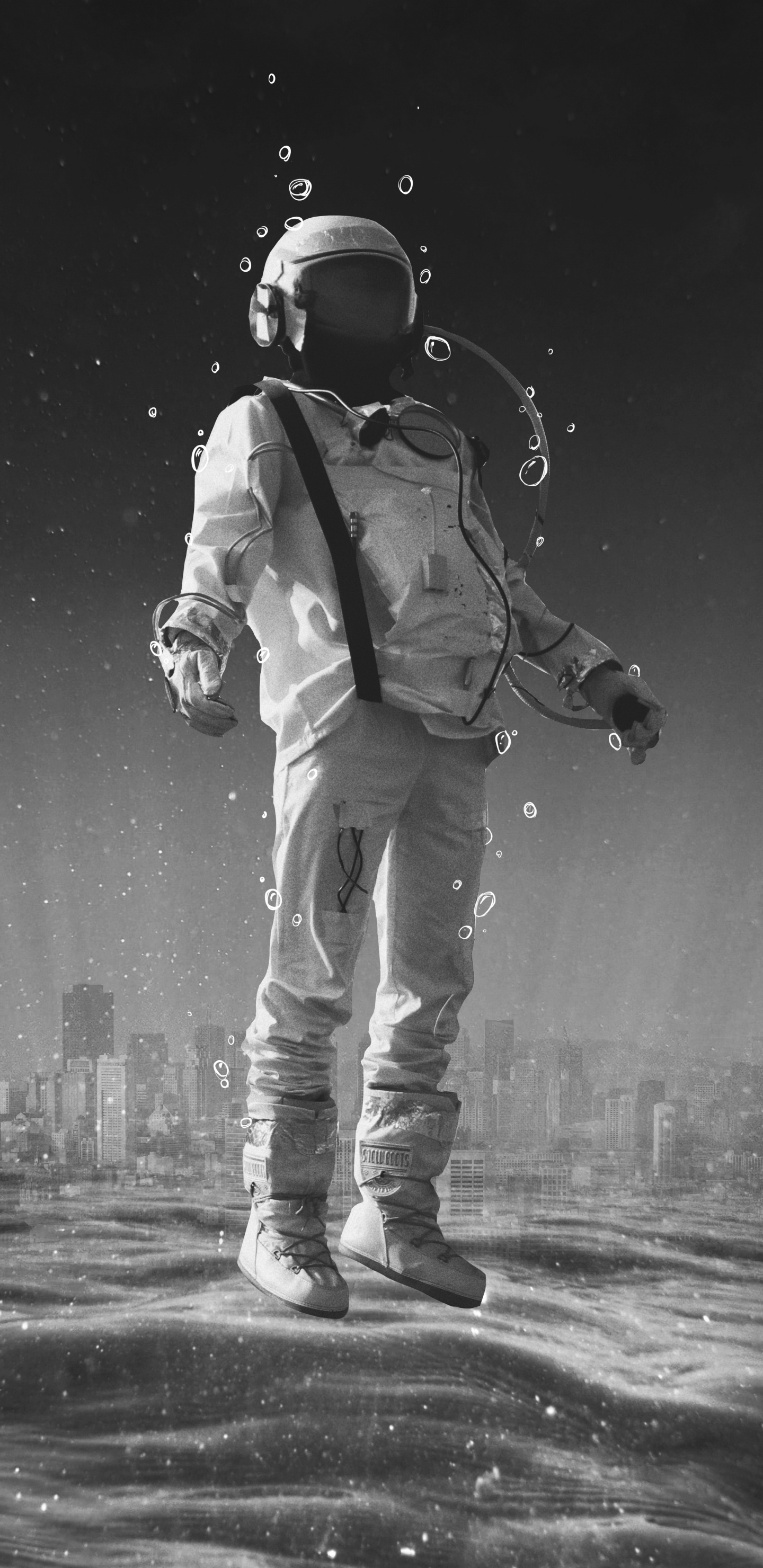 Обои яблоко, белые, человек, черный, освещение в разрешении 1440x2960