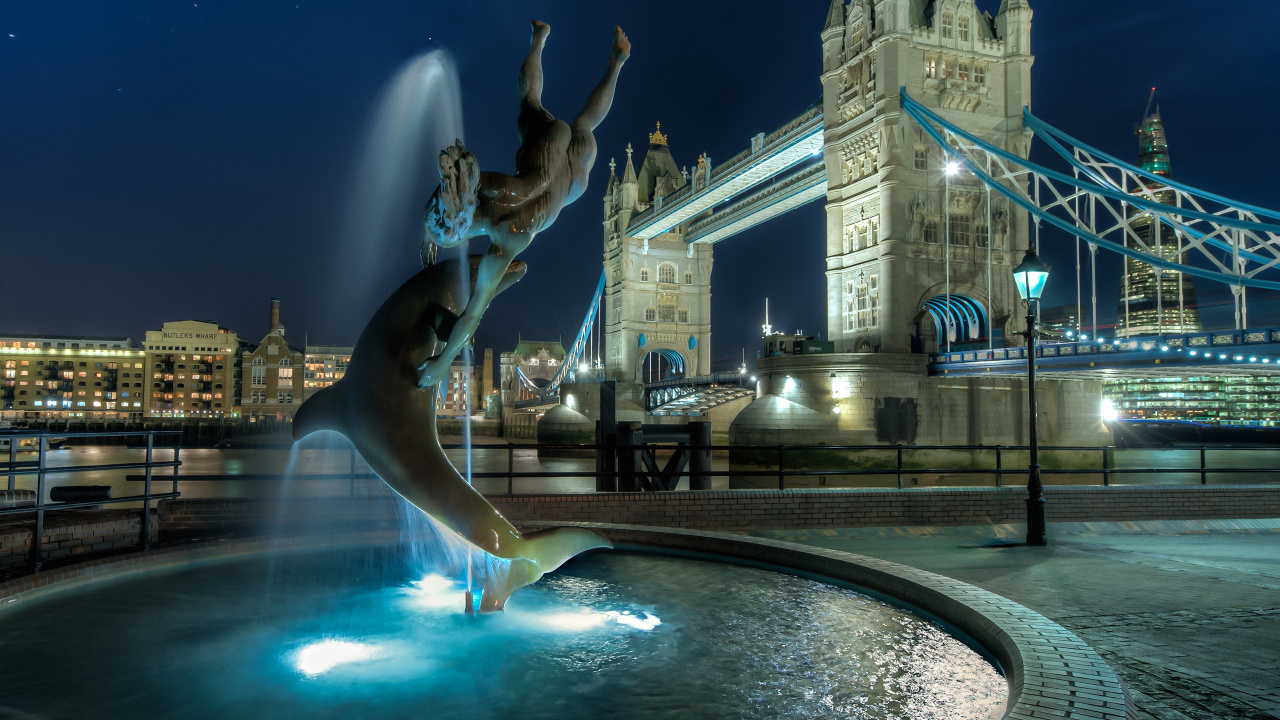 Обои тауэрский мост, лондонский мост, вода, ориентир, архитектура в разрешении 1280x720