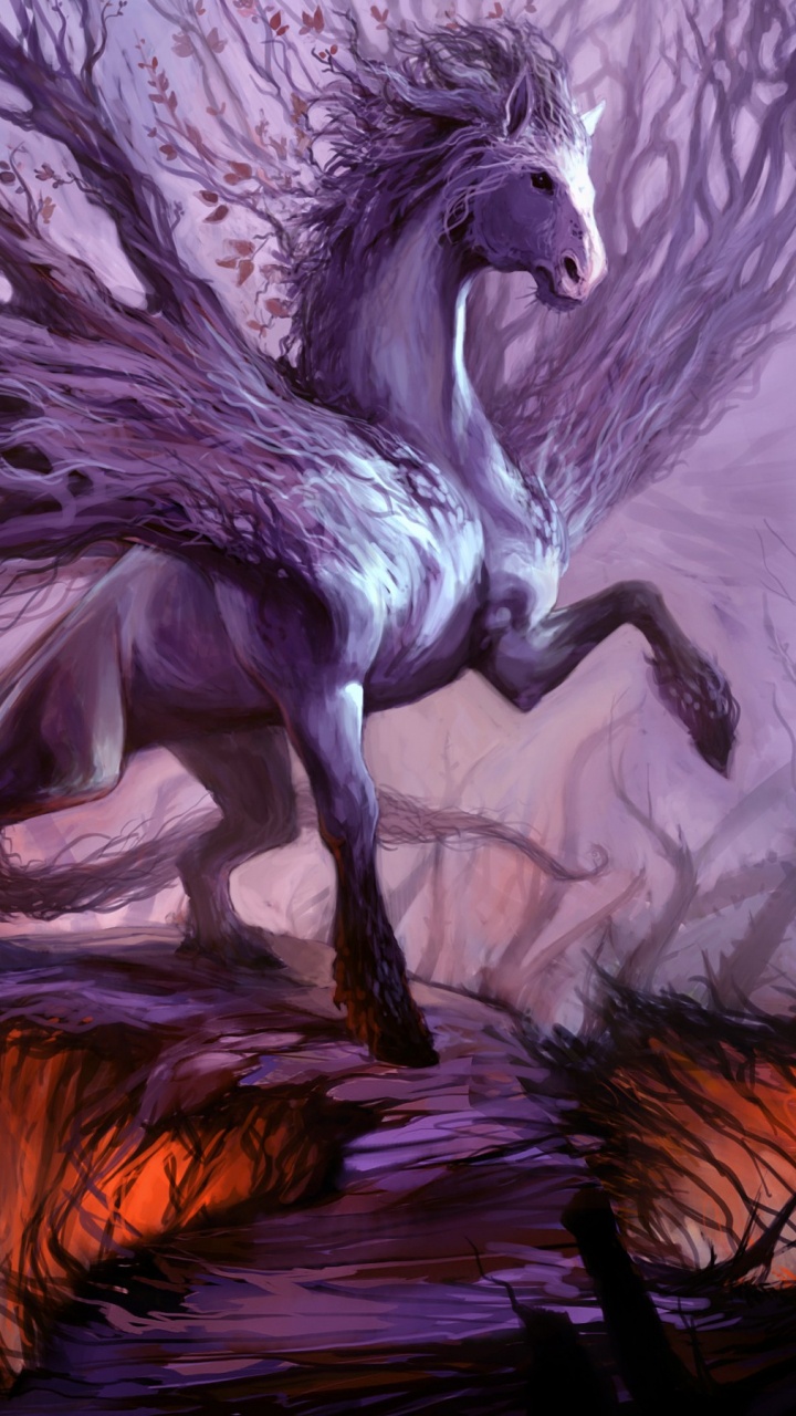 Обои фэнтези, пурпур, дракон, арт, мифология в разрешении 720x1280