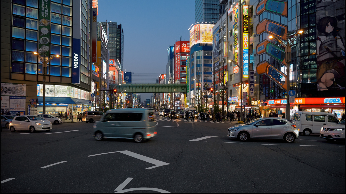 Обои городской район, город, метрополия, деловой район, улица в разрешении 1366x768