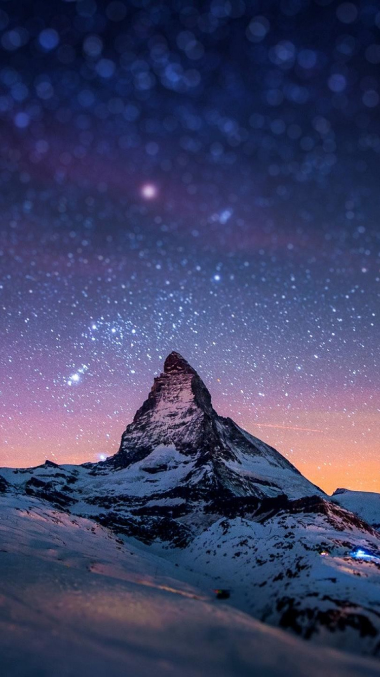 Обои природа, гора, атмосфера, горный хребет, ночь в разрешении 750x1334