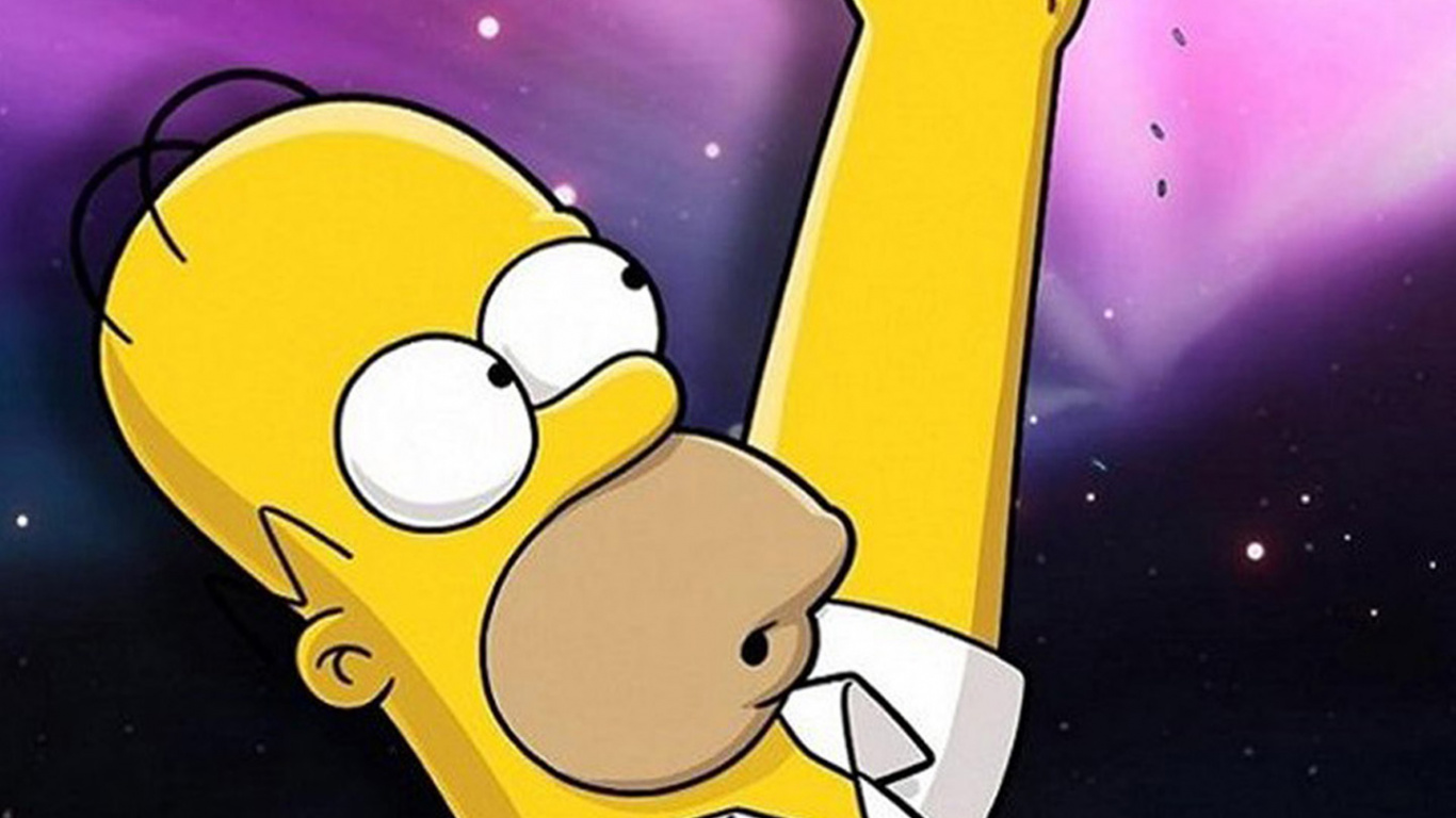 Обои Гомер Симпсон, Барт Симпсон, мультфильм, иллюстрация, мультик в разрешении 1366x768