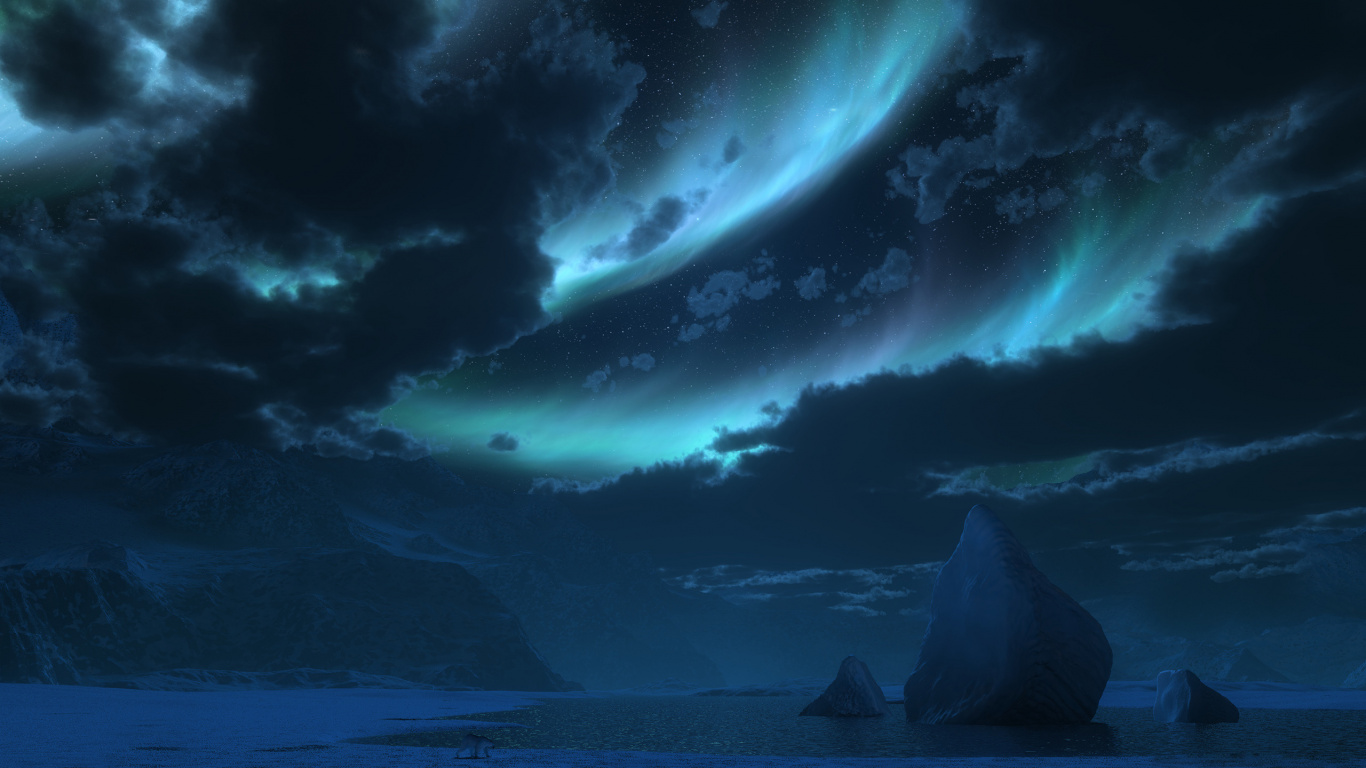 Обои атмосфера, облако, темнота, ночь, буря в разрешении 1366x768