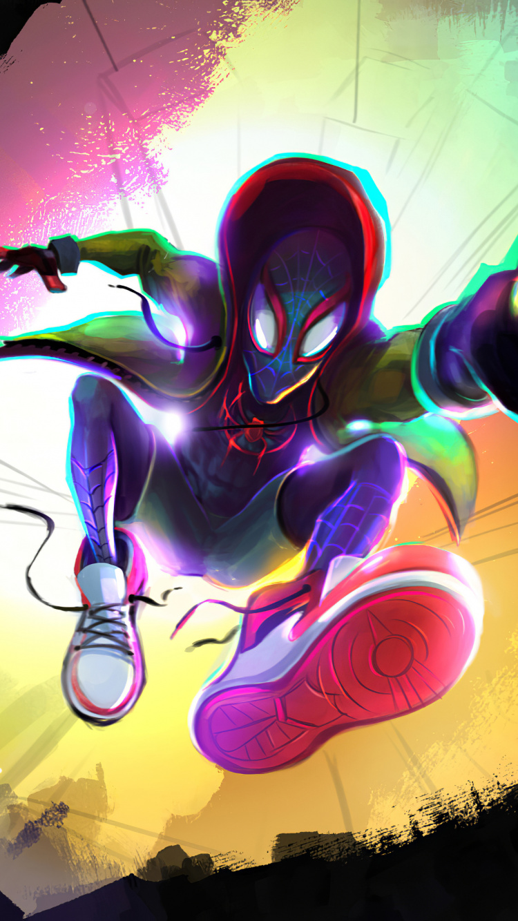 Обои человек-паук, графический дизайн, свет, иллюстрация, арт в разрешении 750x1334