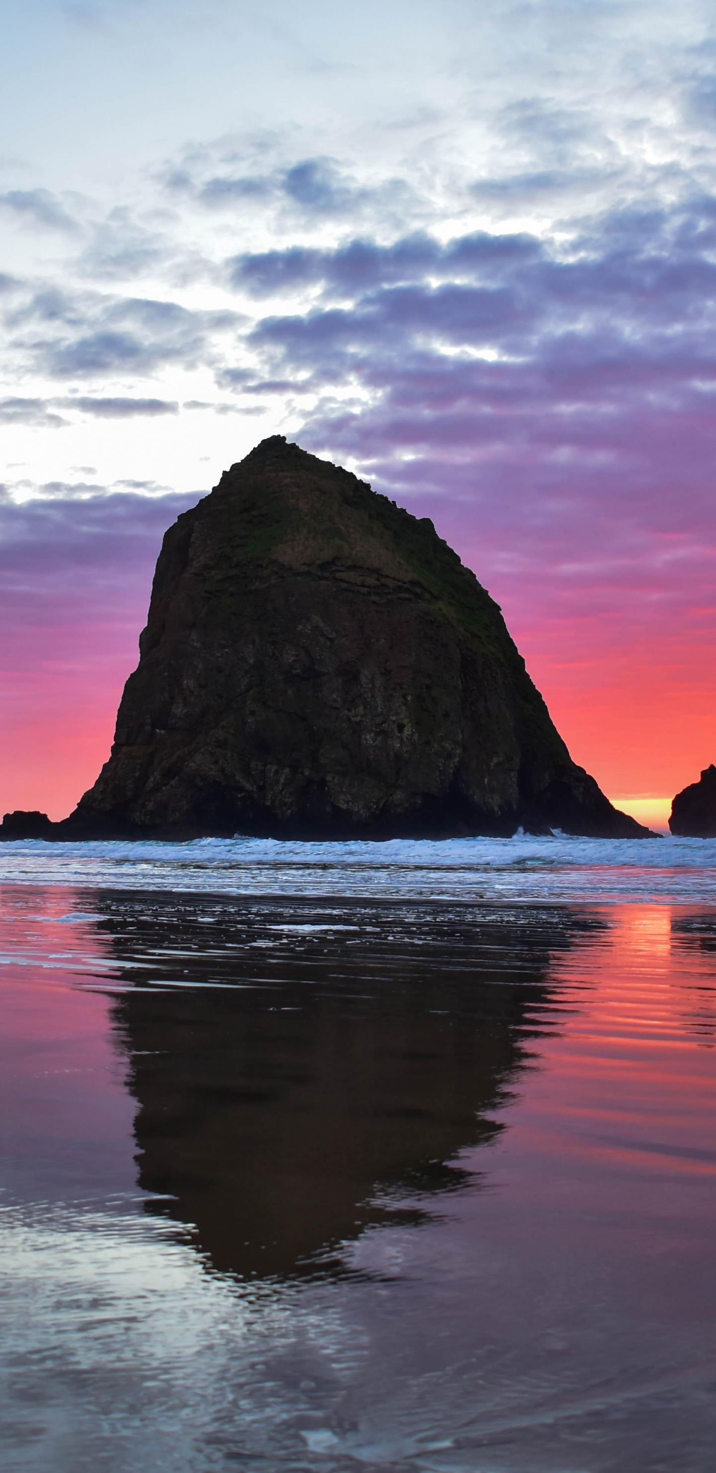 Обои закат, водоем, природа, отражение, море в разрешении 1440x2960