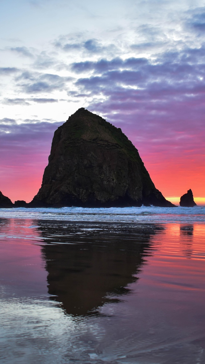 Обои закат, водоем, природа, отражение, море в разрешении 720x1280