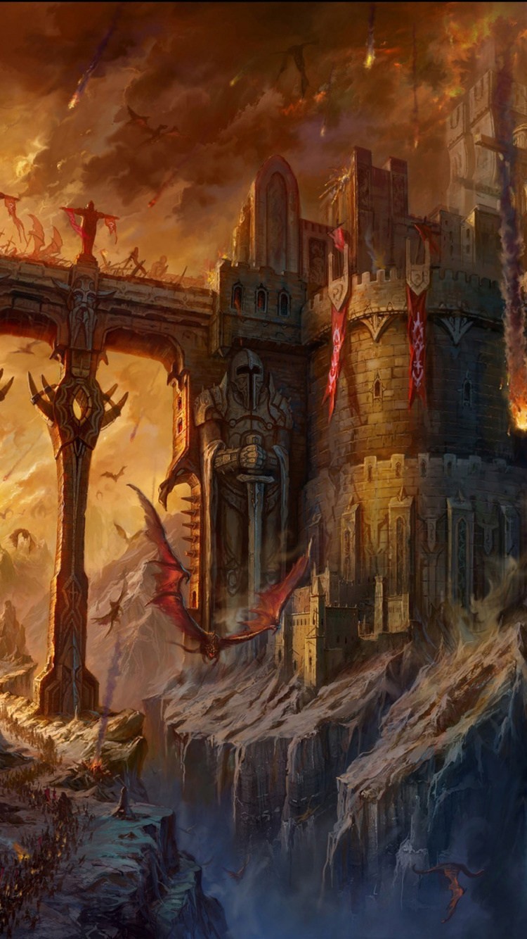 Обои фэнтези, фантастическое искусство, цифровое искусство, арт, темнота в разрешении 750x1334