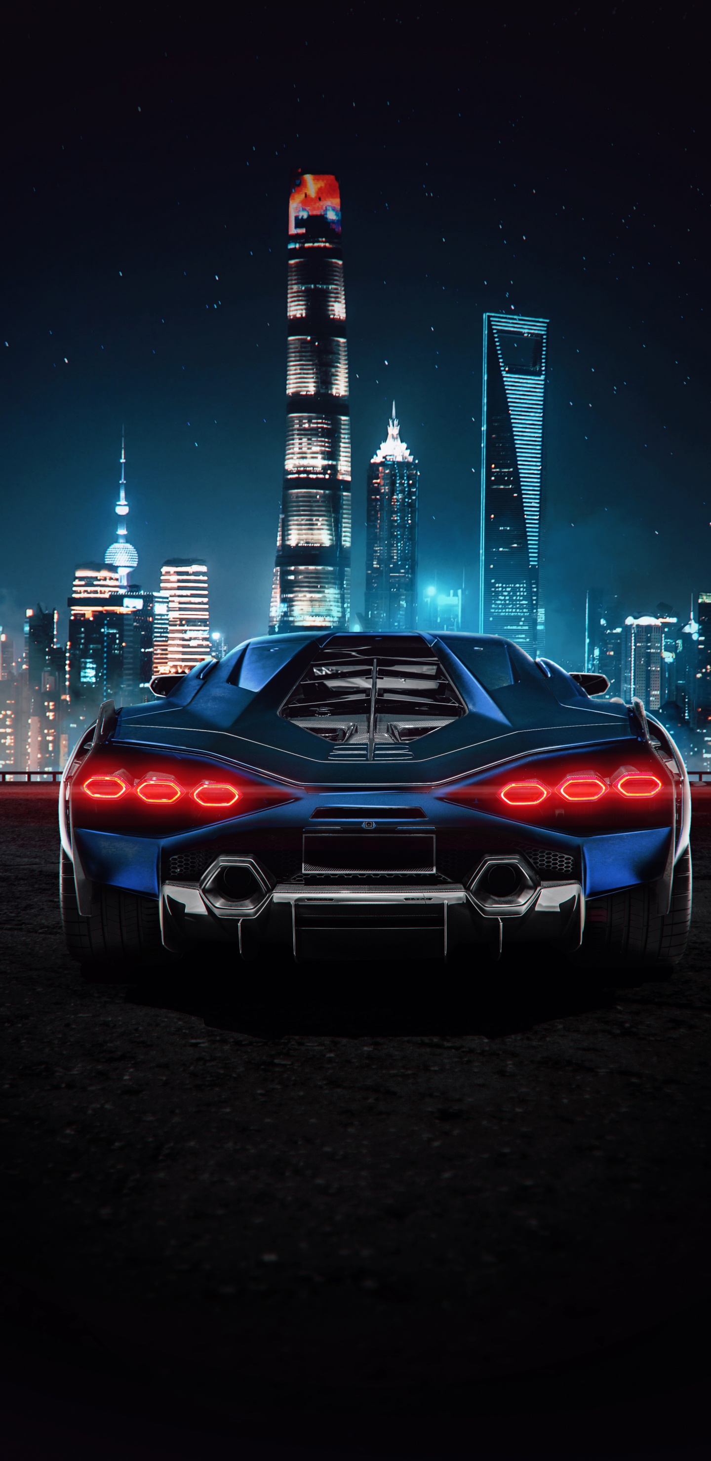 Обои Ламборджини, легковые автомобили, суперкар, здание, небоскреб в разрешении 1440x2960