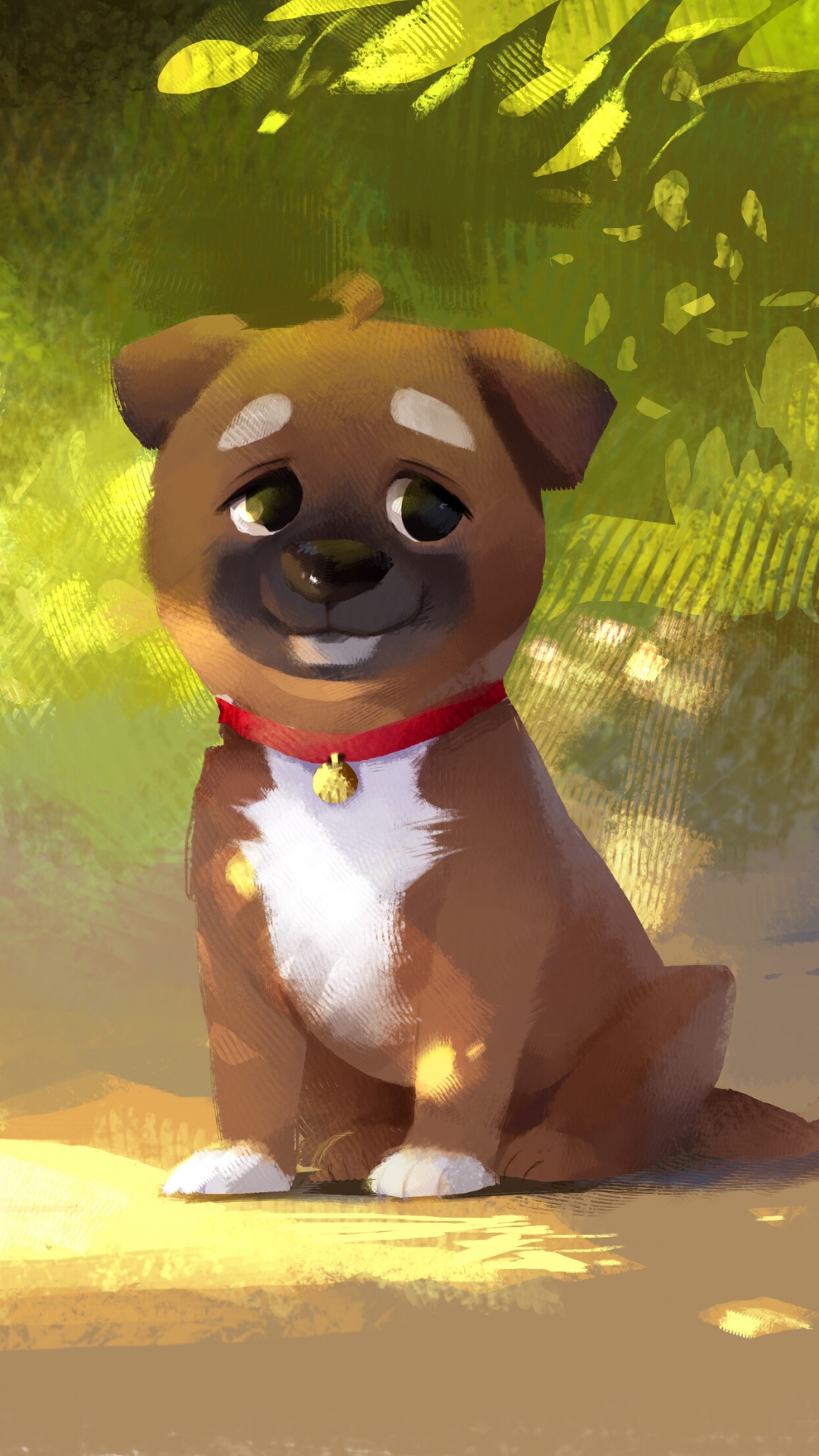 Обои пес, щенок, собака породы, мультфильм, иллюстрация в разрешении 1080x1920