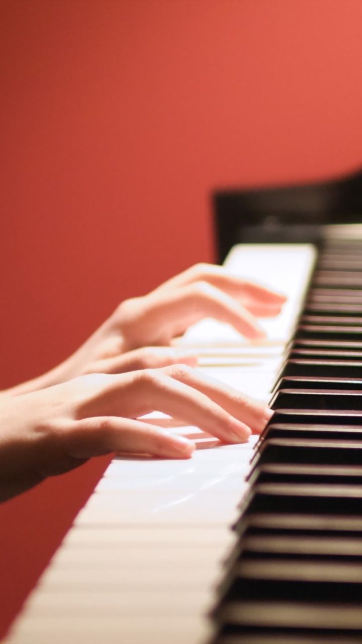 Обои фортепьяно, музыкальный инструмент, синтезатор, пианист, клавиатура в разрешении 720x1280
