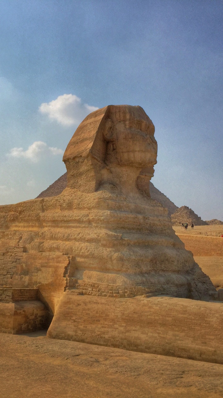 Обои Великий Сфинкс Гизы, пирамида, египетская пирамида, Древний Египет, формирование в разрешении 720x1280