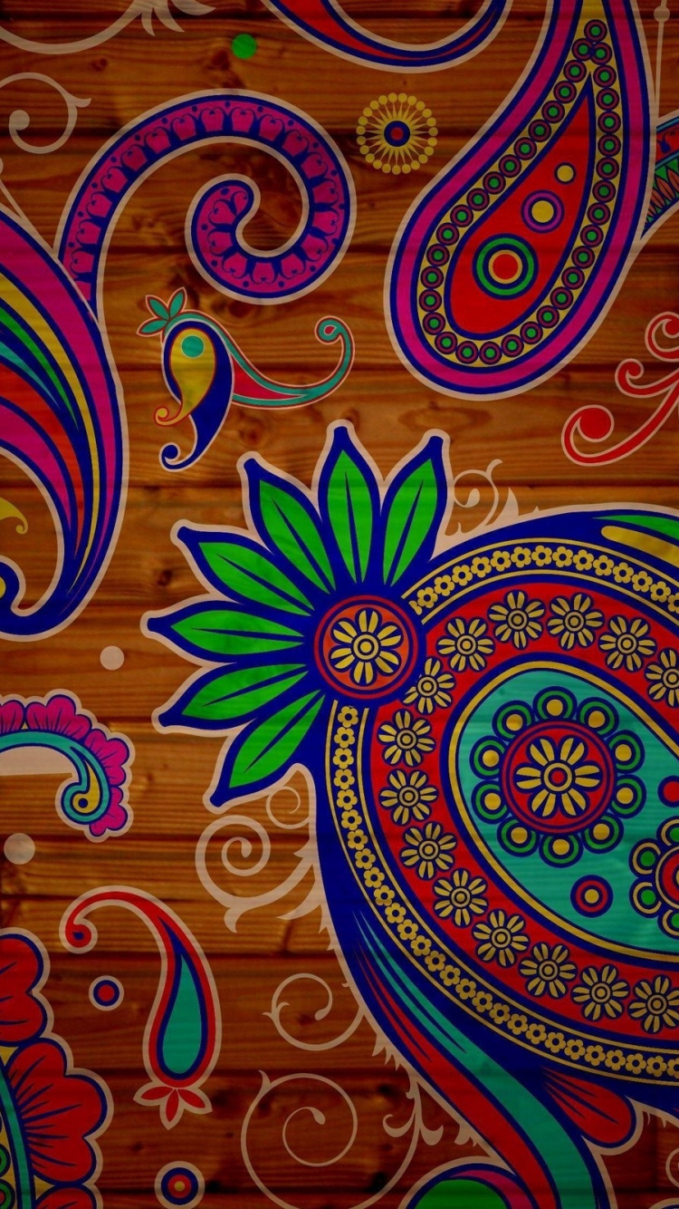 Обои Пейсли, мотив, узор, арт, психоделическое искусство в разрешении 750x1334