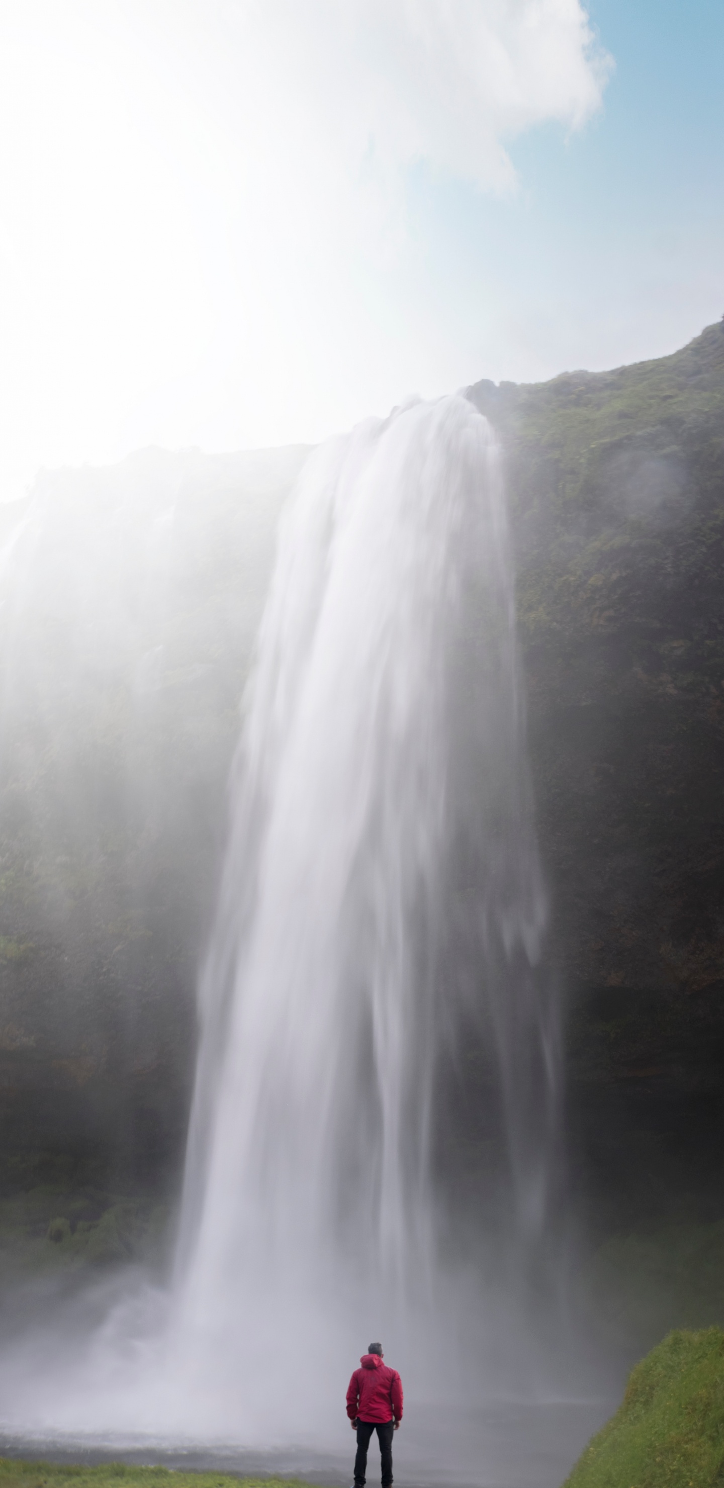 Обои водопад, водоток, гидроресурсы, вода, нагорье в разрешении 1440x2960