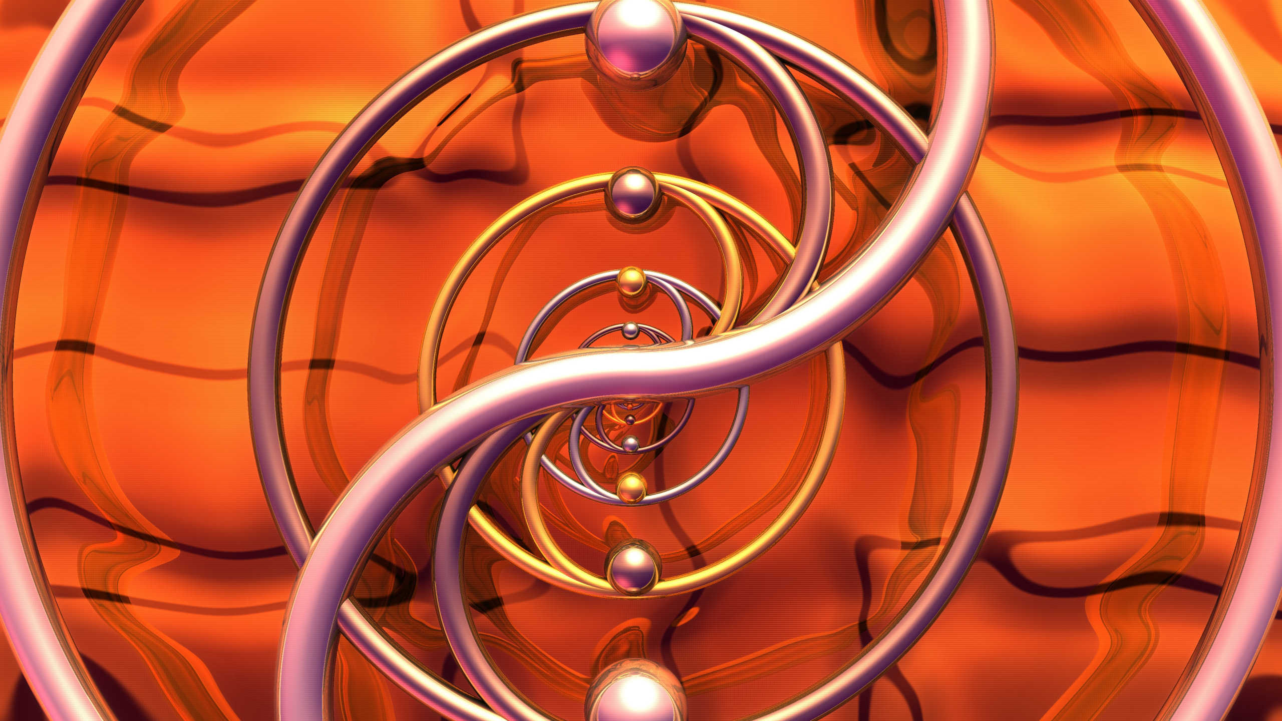 Обои Апельсин, фрактальное искусство, графический дизайн, природа, древесина в разрешении 2560x1440