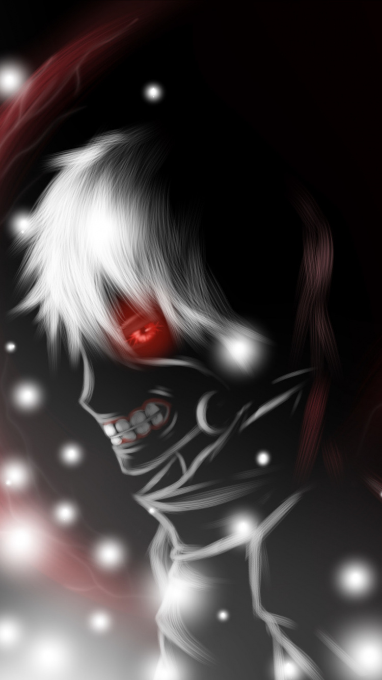 Обои Кен kaneki, Токио вурдалак, аниме, красный цвет, темнота в разрешении 750x1334