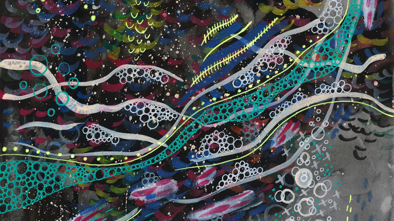 Обои акварельная живопись, живопись, арт, дерево, растение в разрешении 1366x768