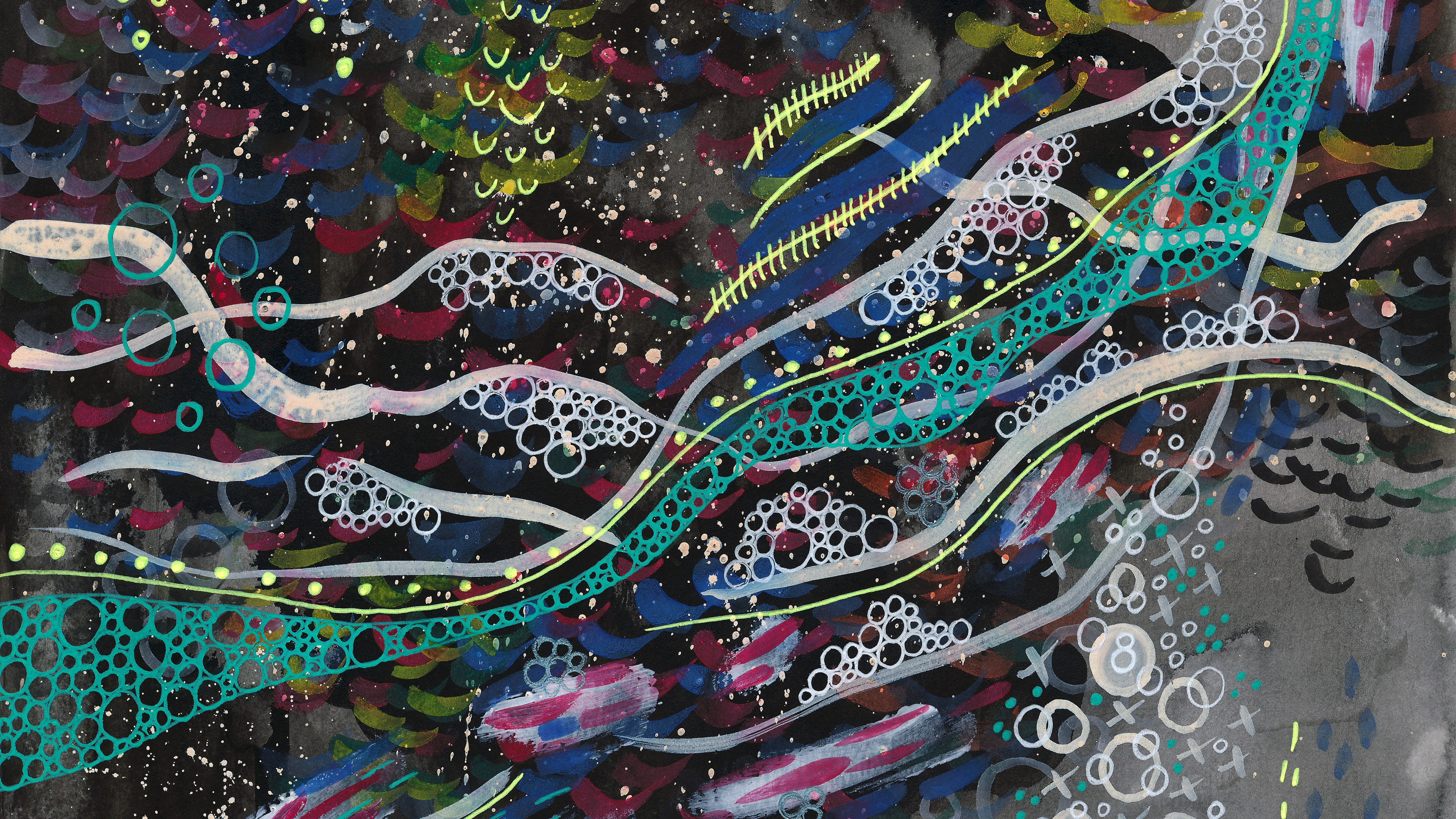 Обои акварельная живопись, живопись, арт, дерево, растение в разрешении 3840x2160