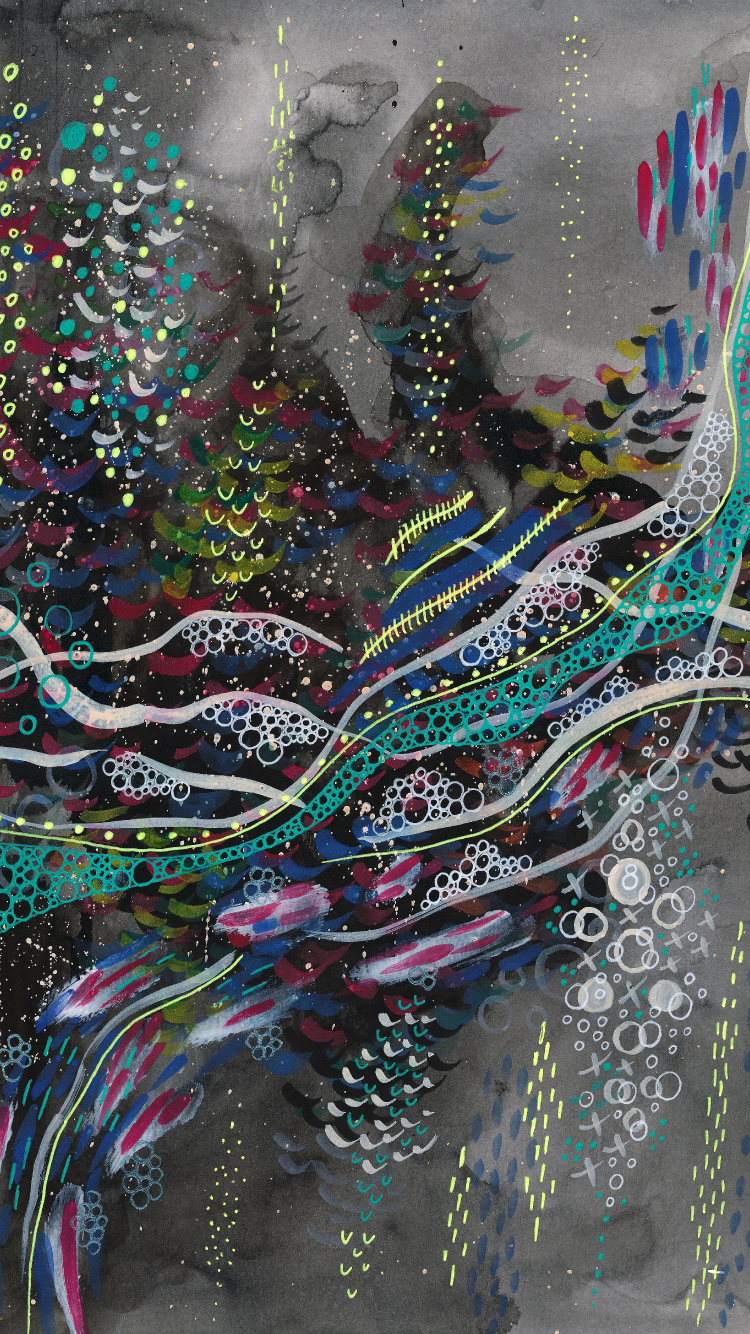 Обои акварельная живопись, живопись, арт, дерево, растение в разрешении 750x1334