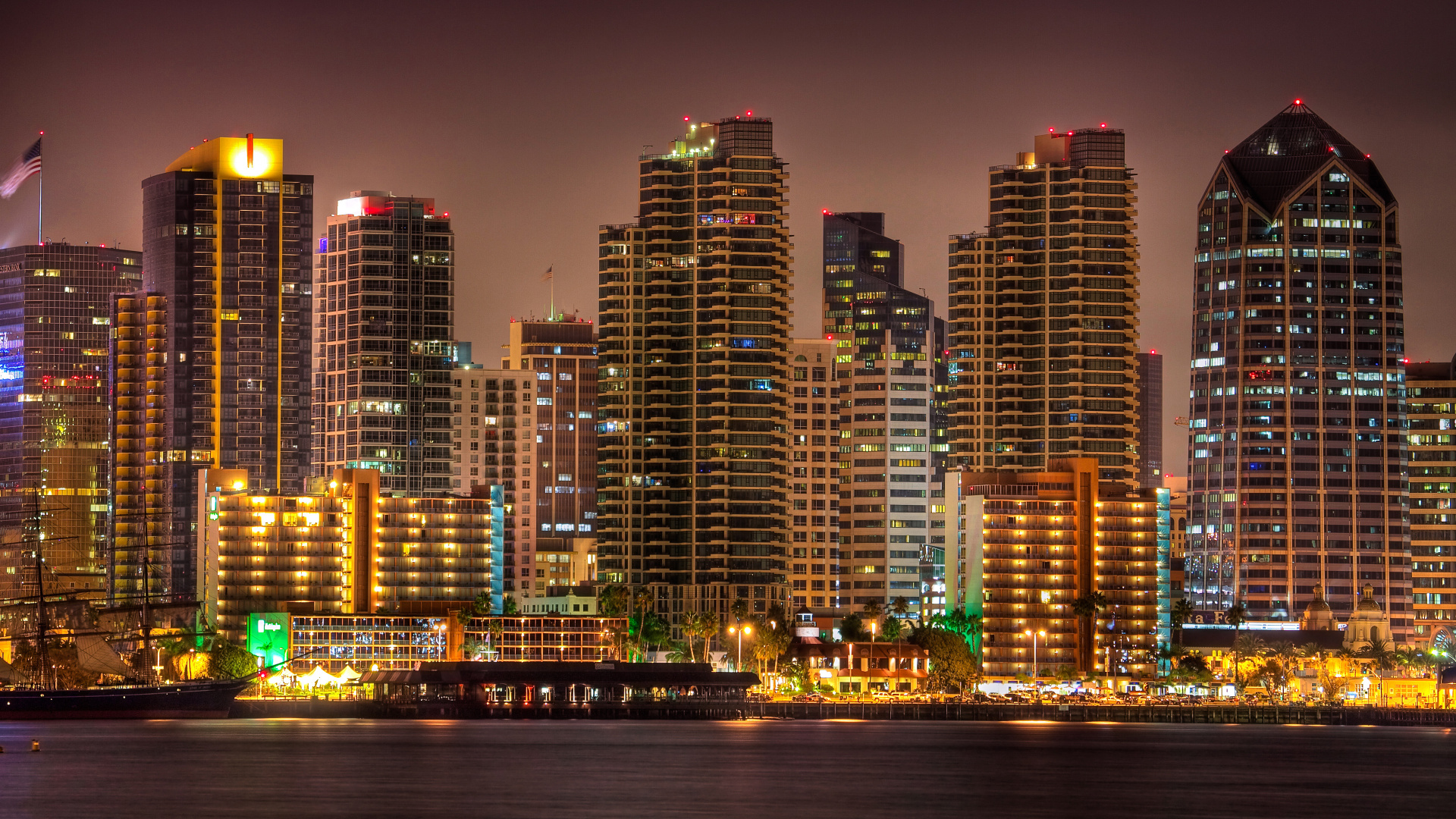 Обои Сан Диего, город, городской пейзаж, метрополия, линия горизонта в разрешении 1920x1080