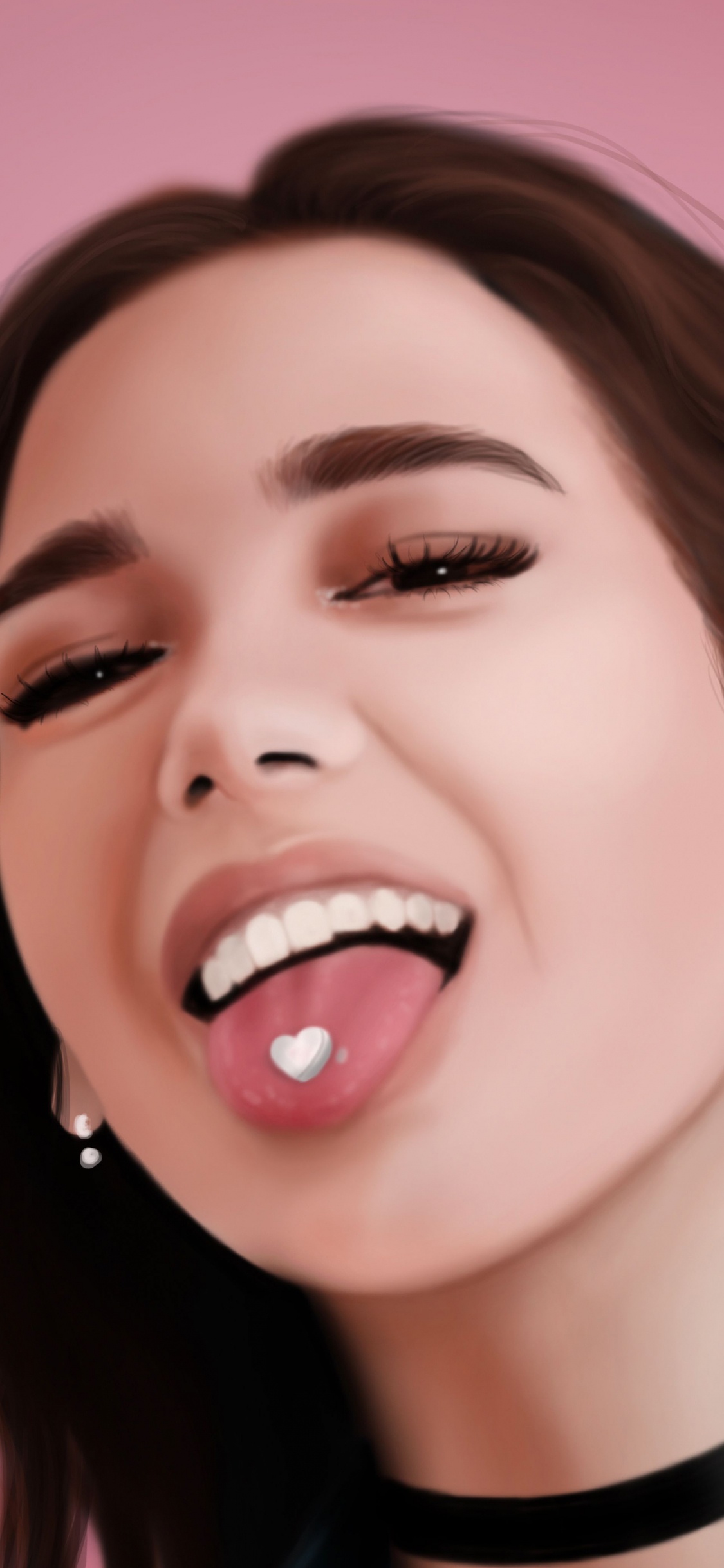 Обои Dua Lipa, рисование, лицо, волосы, мимика в разрешении 1125x2436