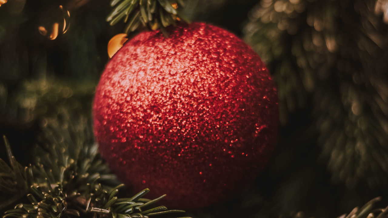 Обои Рождественский день, Новый год, рождественский орнамент, Рождество, дерево в разрешении 1280x720