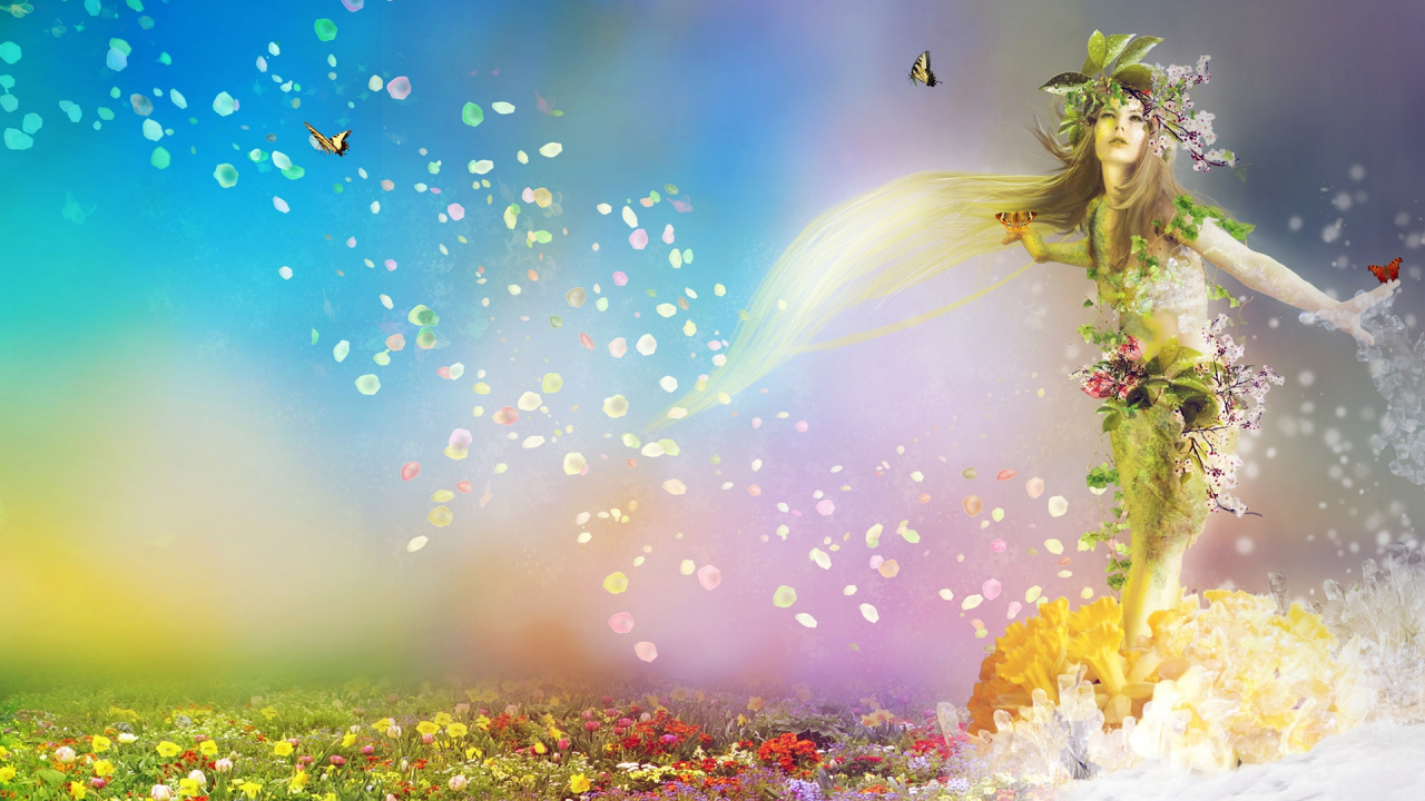 Обои весна, природа, солнечный свет, луг, лепесток в разрешении 1280x720