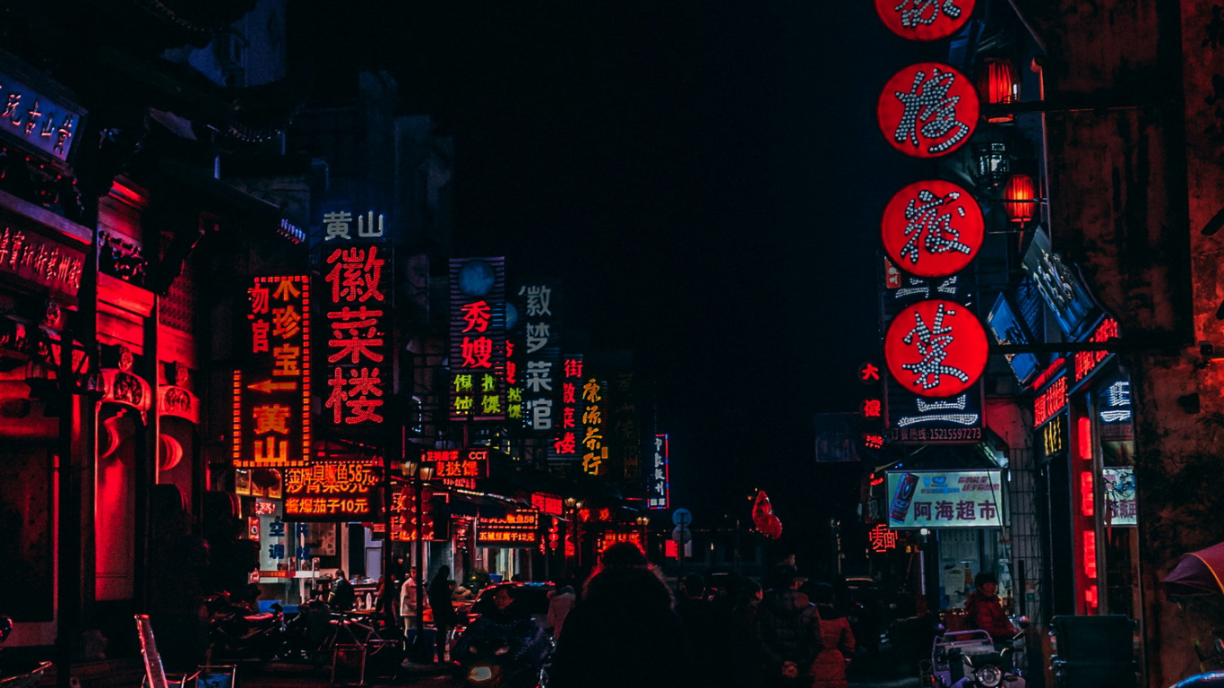 Обои китайский квартал, Шанхай, Япония, колесо, шина в разрешении 1366x768