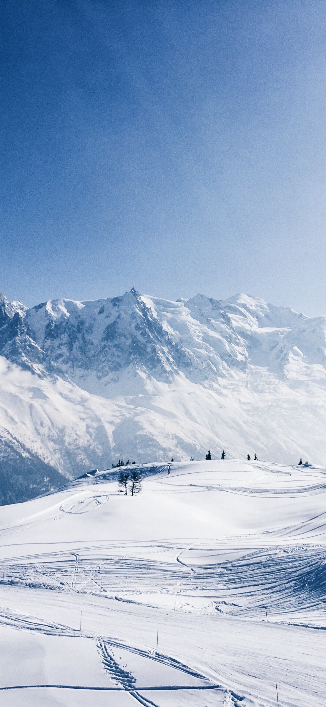 Обои снег, гора, Порошок Горы, Монблан, лыжи в разрешении 1125x2436