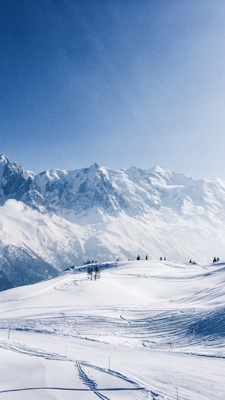 Обои снег, гора, Порошок Горы, Монблан, лыжи в разрешении 720x1280