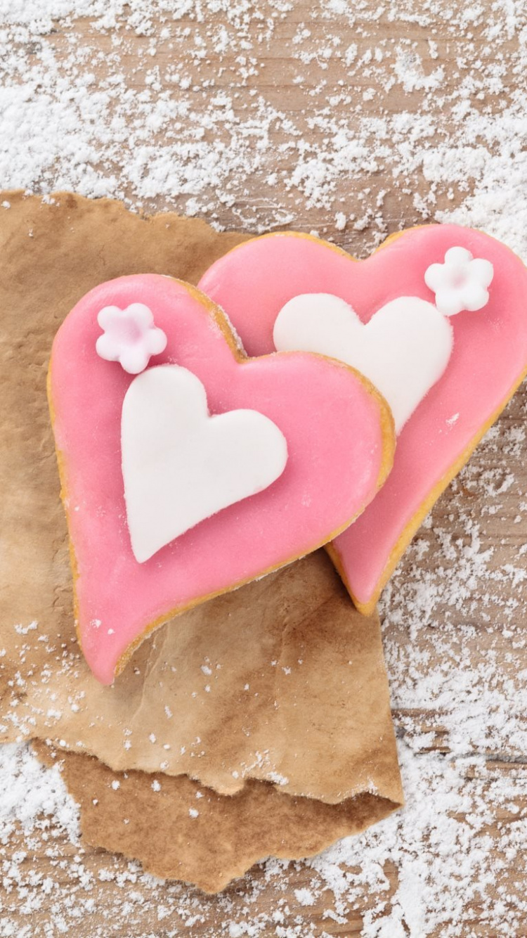 Обои сердце, любовь, пища, Ягода, хлебцы в разрешении 750x1334