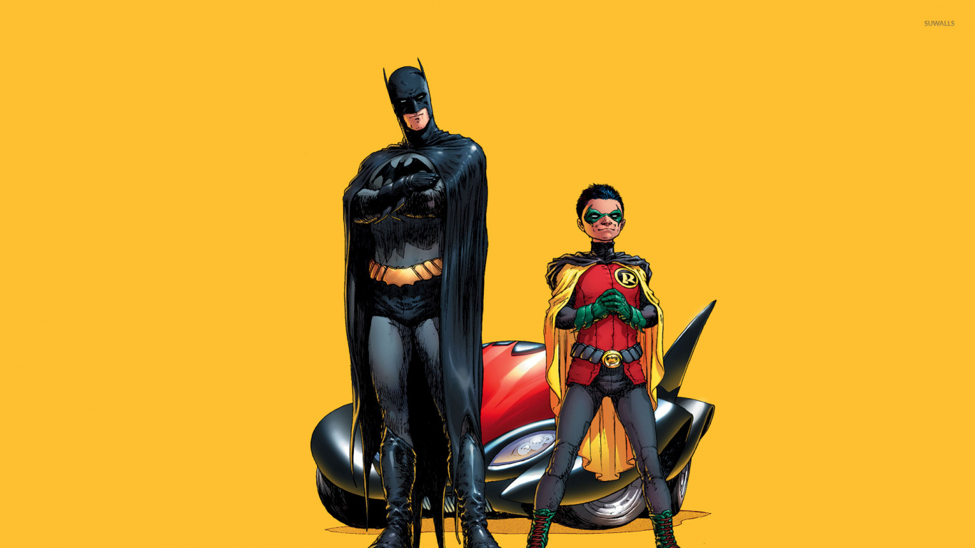 Обои Бэтмен, Дик Грейсон, супергерой, комиксы, Дамиан Уэйн в разрешении 1366x768