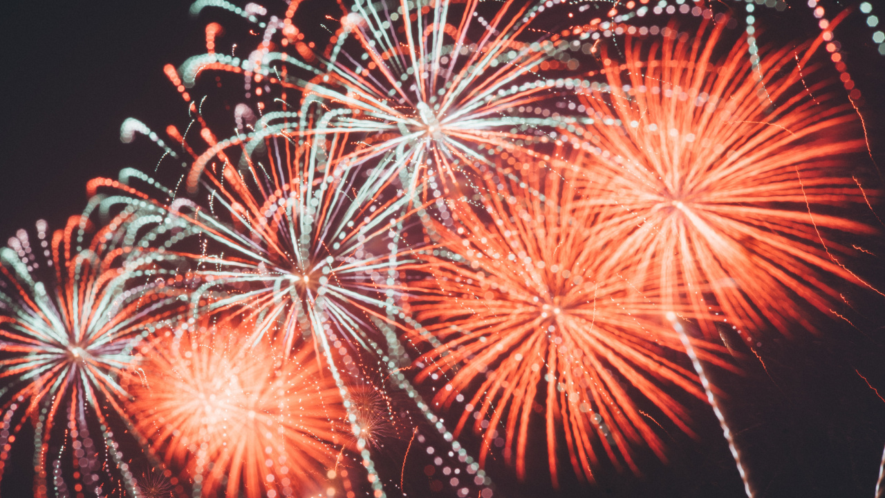 Обои салют, День независимости, день нового года, природа, красный цвет в разрешении 1280x720